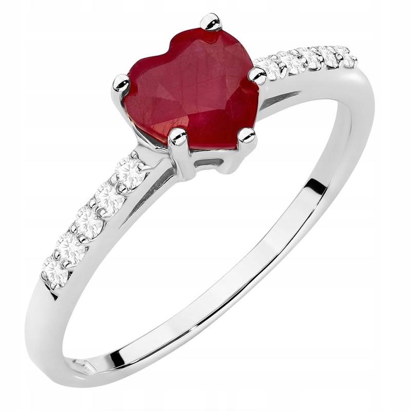 Zlatý Prstýnek pr. 585 Rubín a Brilianty 1,10 ct