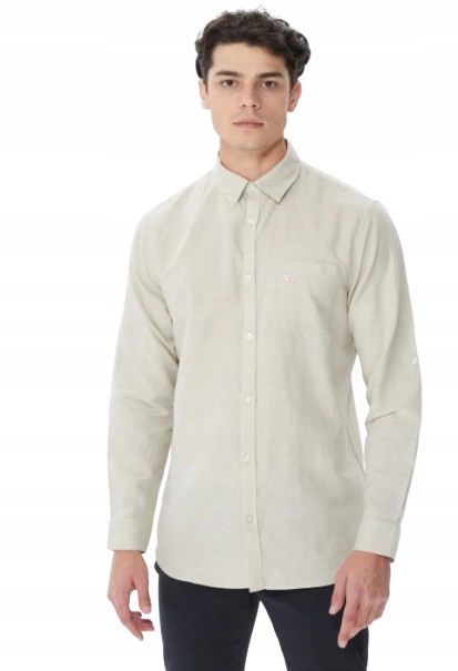 Guess Pánská Košile Len Bavlna Dlouhý Rukáv Límeček Klasický L 1GMC