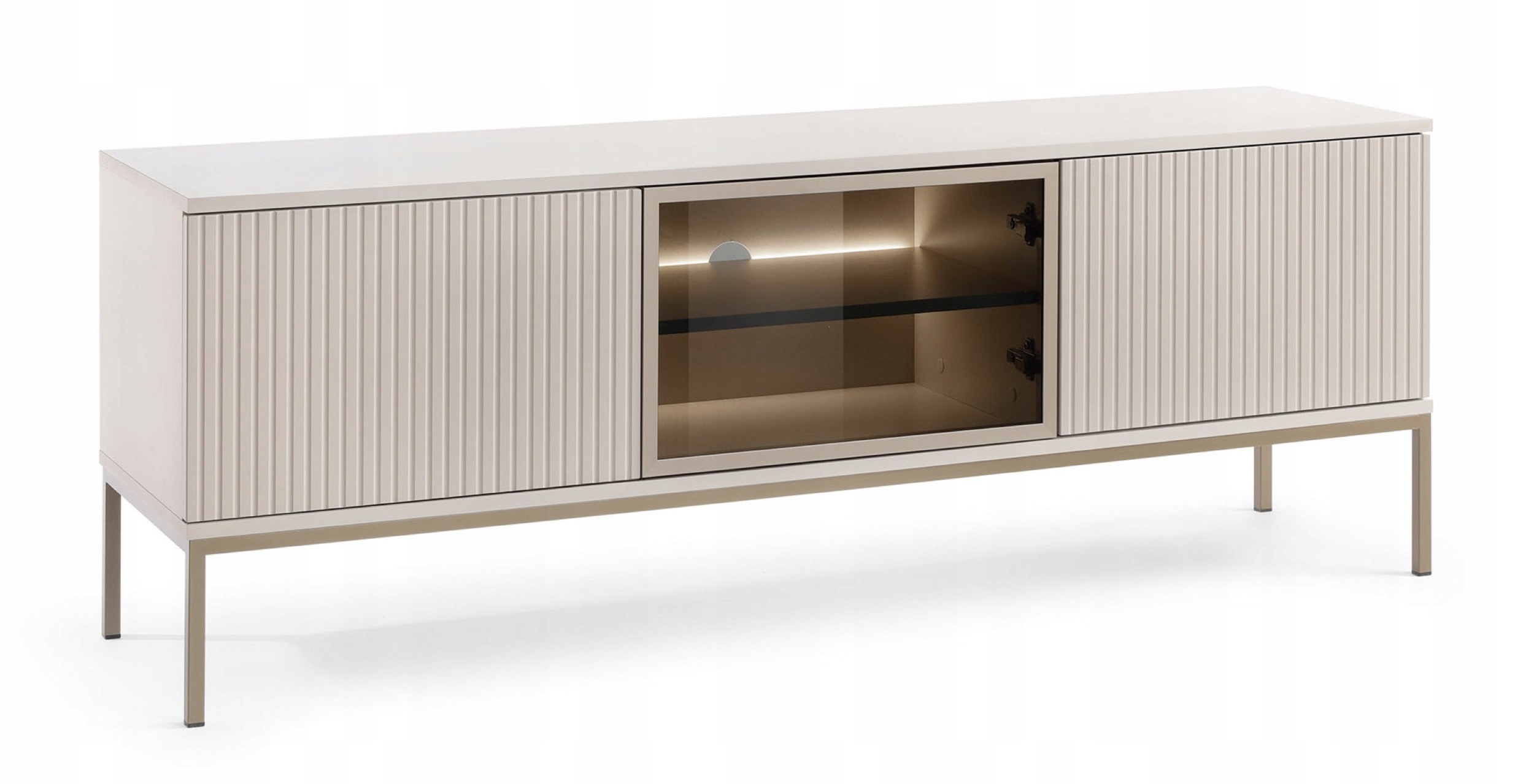 Rtv skříňka Tosena třídveřová s Led osvětlením 154 cm Kašmír