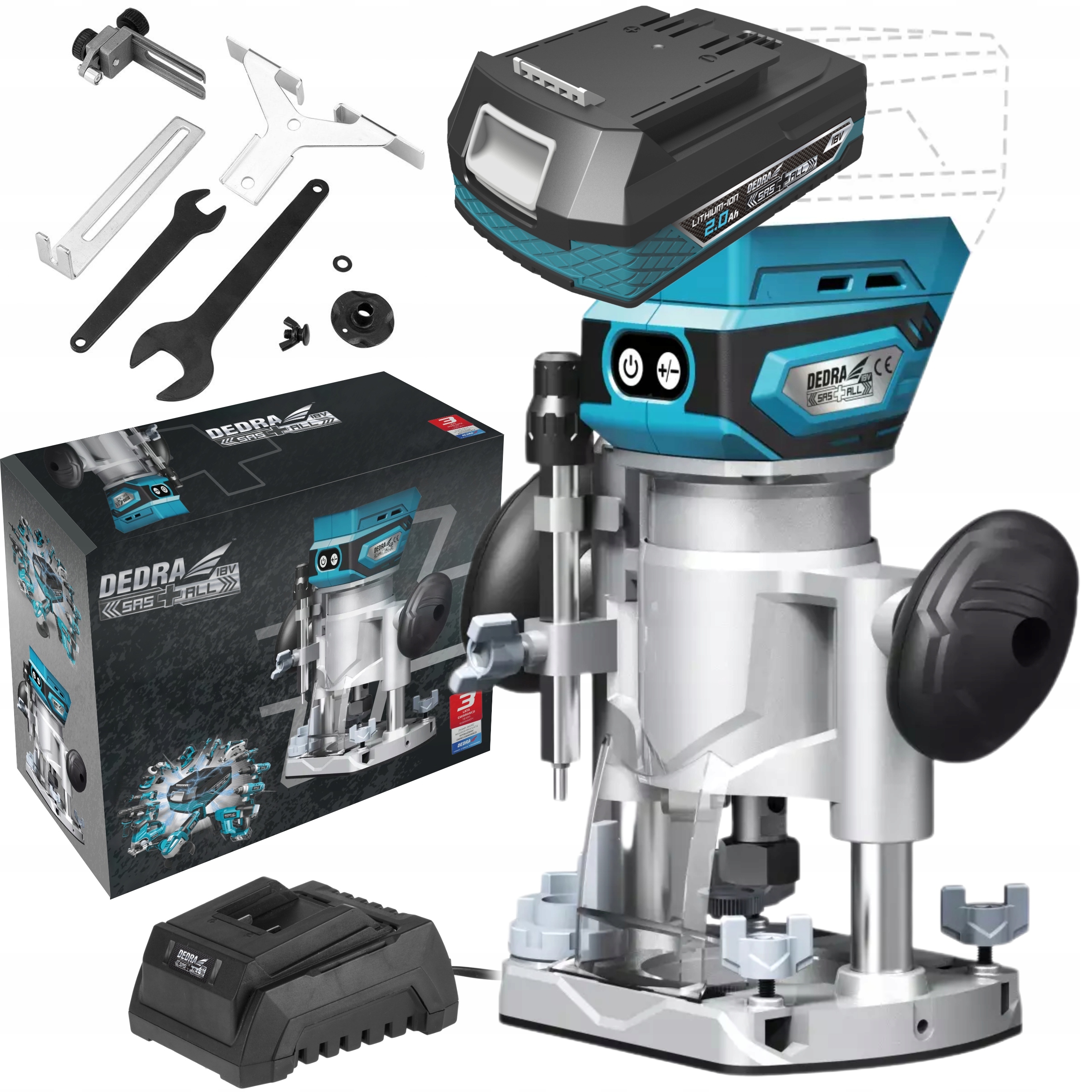 DEDRA FREZARKA GÓRNOWRZECIONOWA BEZSZCZOTK 18V 12000-28000RPM DED7163 +2Ah