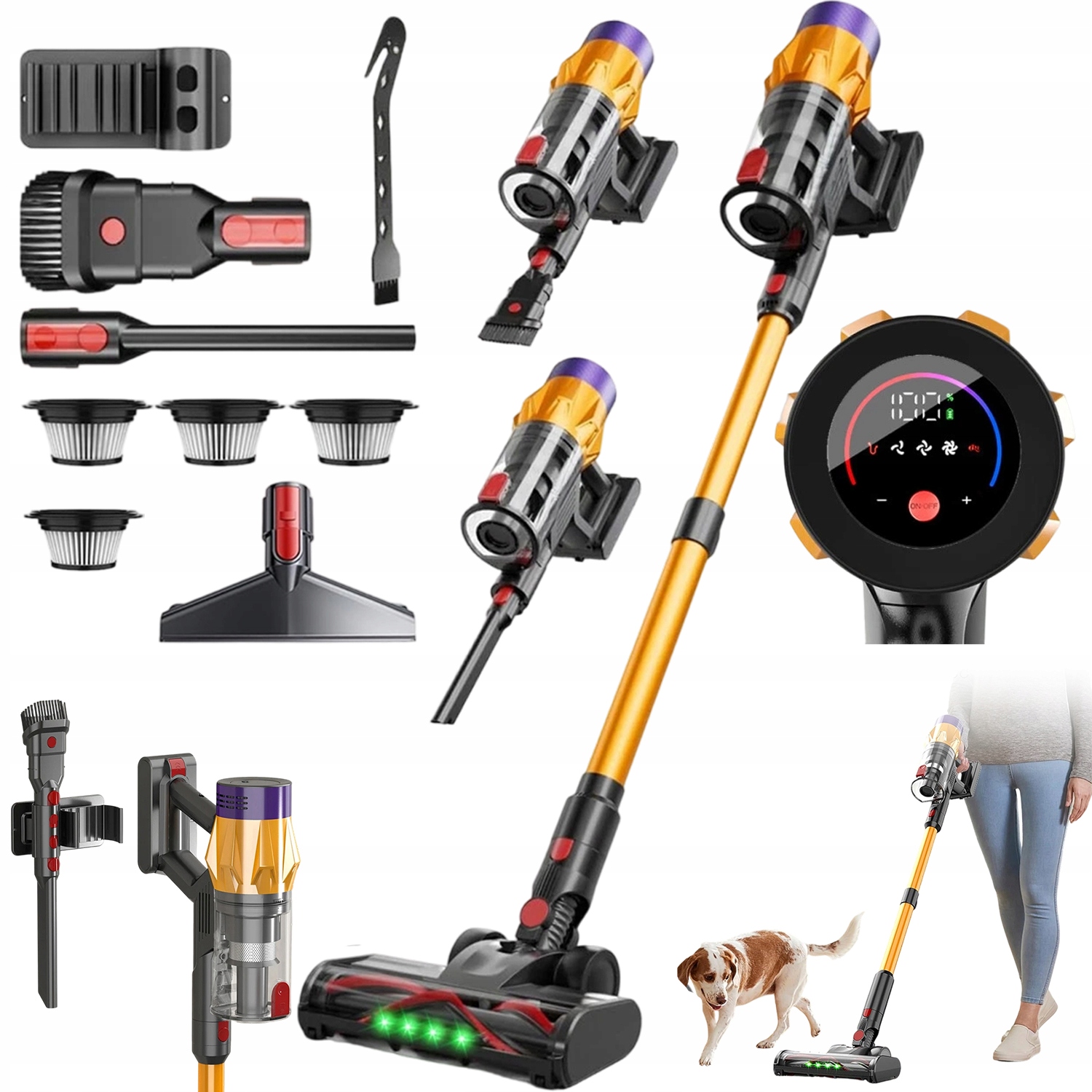 6V1 Bezdrátový Vysavač S Led Displejem 550 W Pro Domácí Kancelář