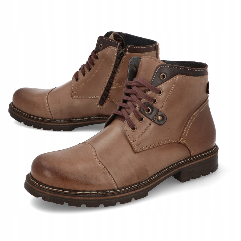 BUTY ZIMOWE PÓŁBUTY MĘSKIE SKÓRA OCIEPLANE GEPARD 210 JBR R 44 Kolor brązowy