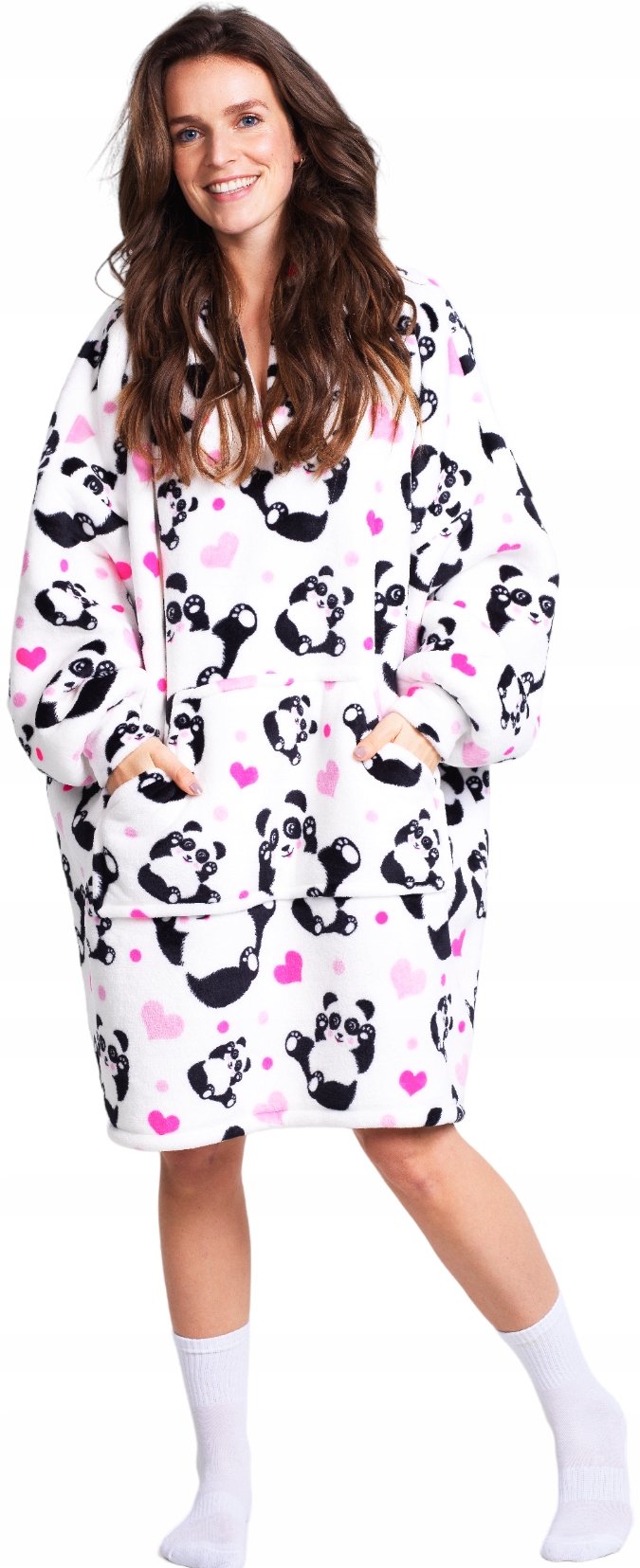 Teplá Mikinová Deka Panda Deka S Rukávy Panda Pandy Hoodie Oversize
