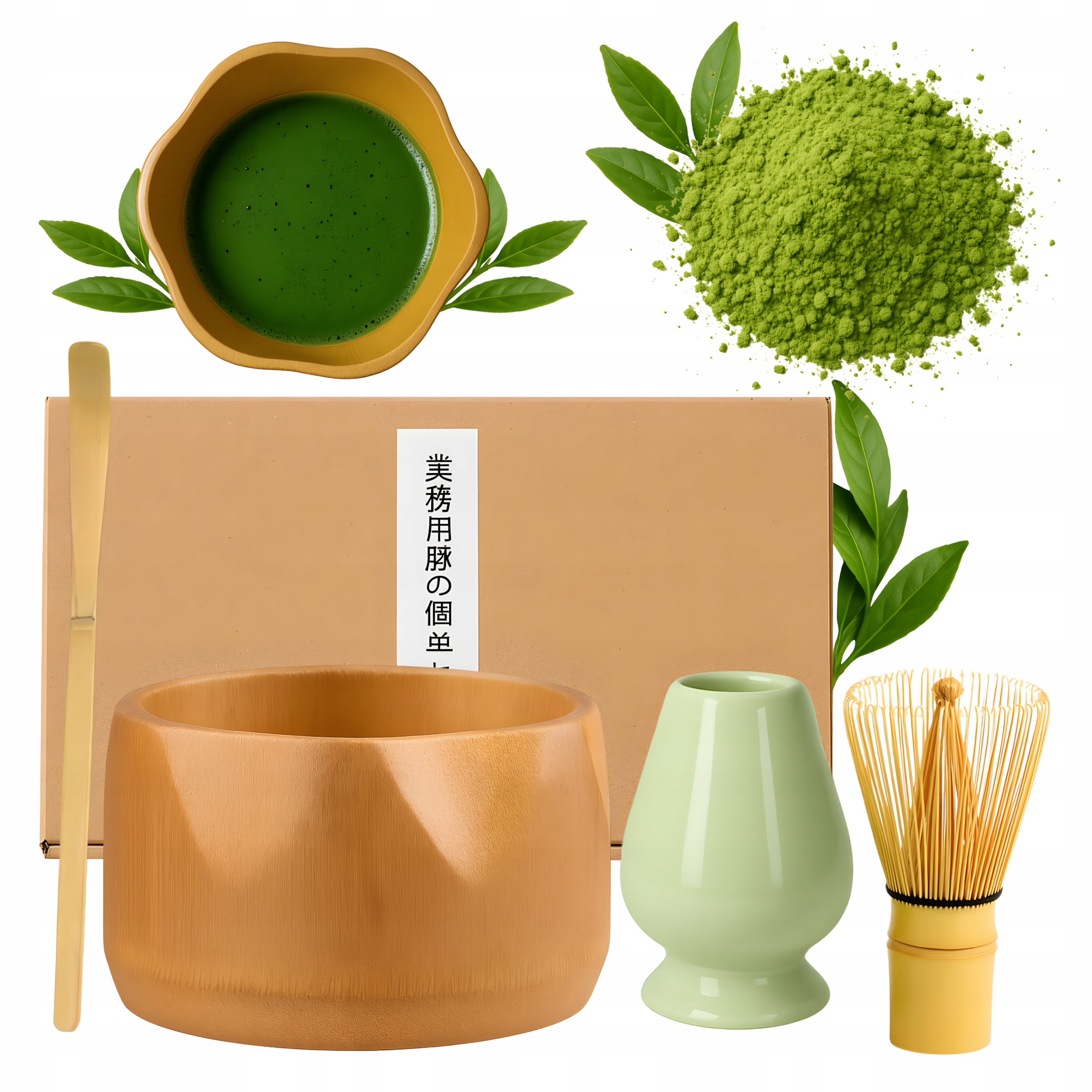 Levně Sada na čaj Matcha s bambusovou miskou, Akcesoria pro výrobu čaje Matcha