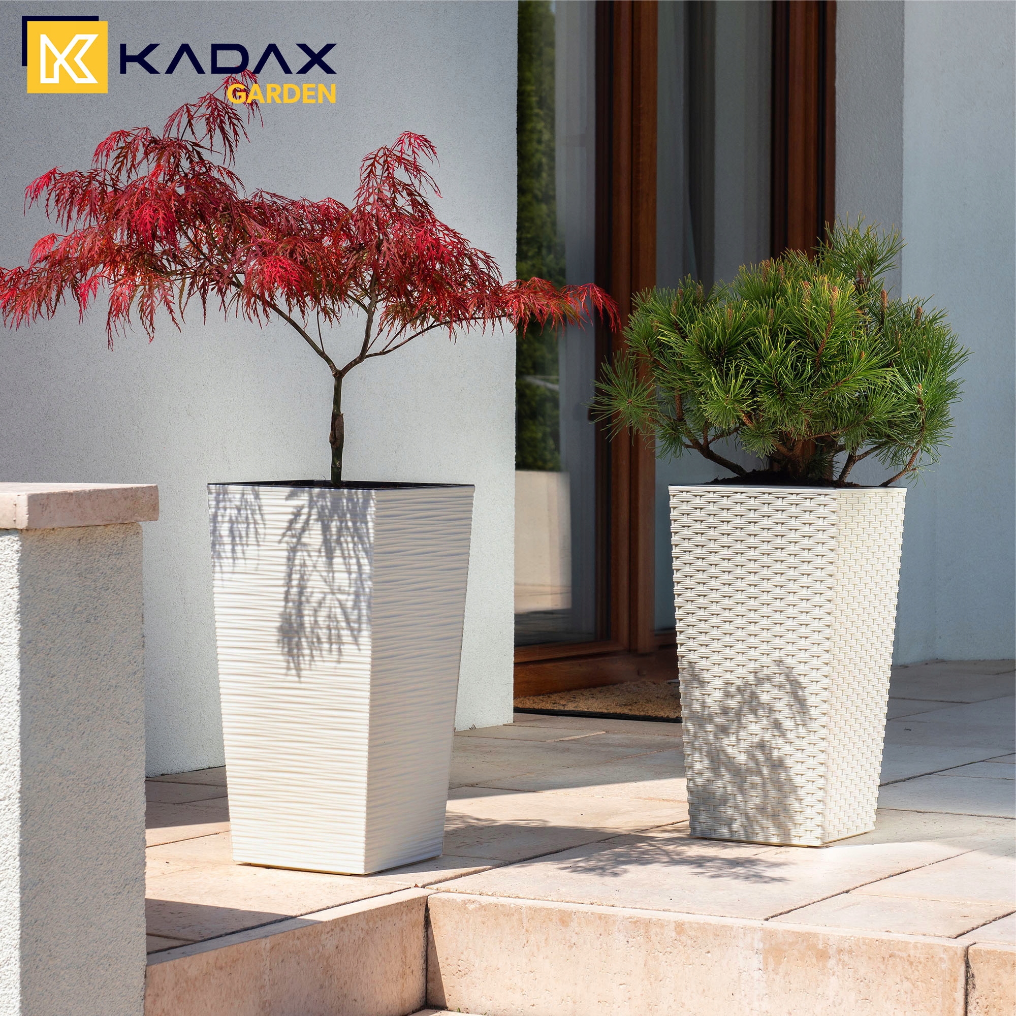 DONICZKA DONICA Z WKŁADEM OSŁONKA KWIETNIK WYSOKA OGRODOWA KREMOWA 24x47cm Stan opakowania oryginalne