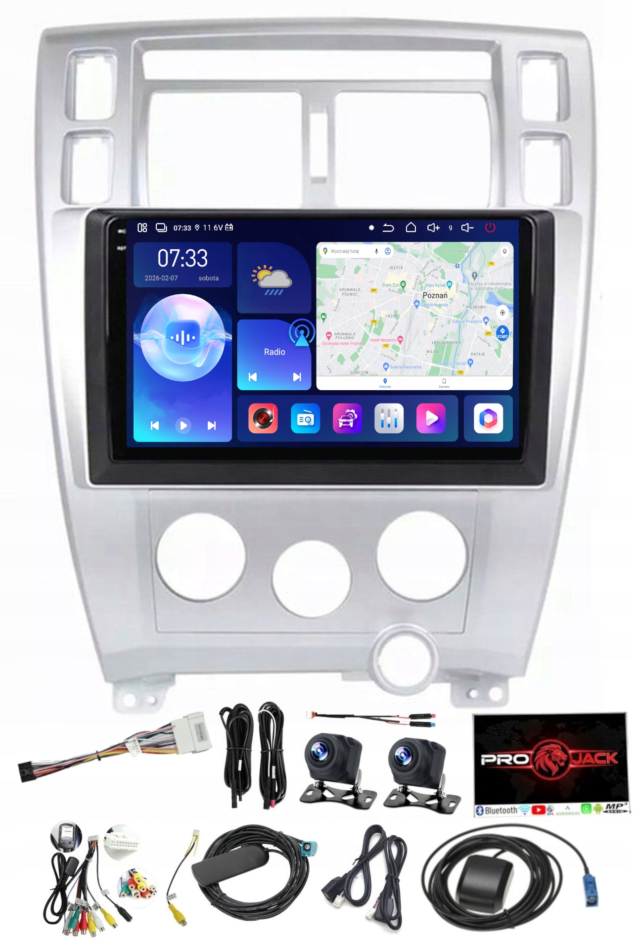 Autorádio S Navigací Carplay Gps Android Hyundai Tucson 2004-2009 6GB Ram 128GB Rom Sim