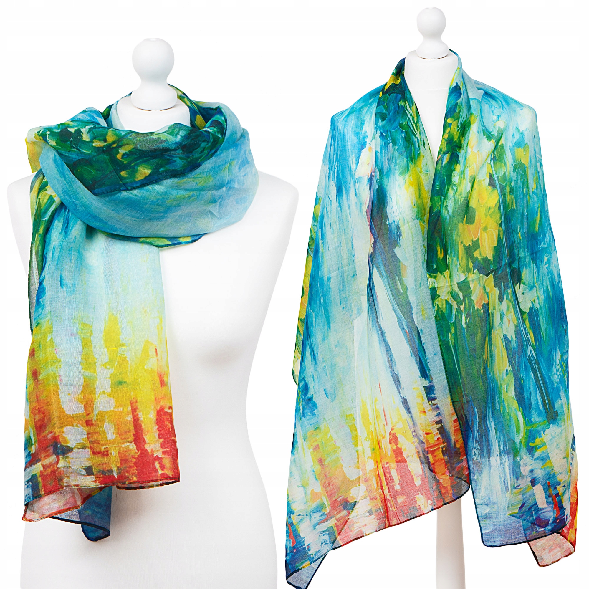 

Duży Wiosenny Szal Chusta Apaszka Piękne Art