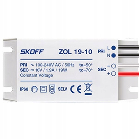 Zasilacz do opraw LEDowych 10V 19W IP68 Skoff ZOL19-10