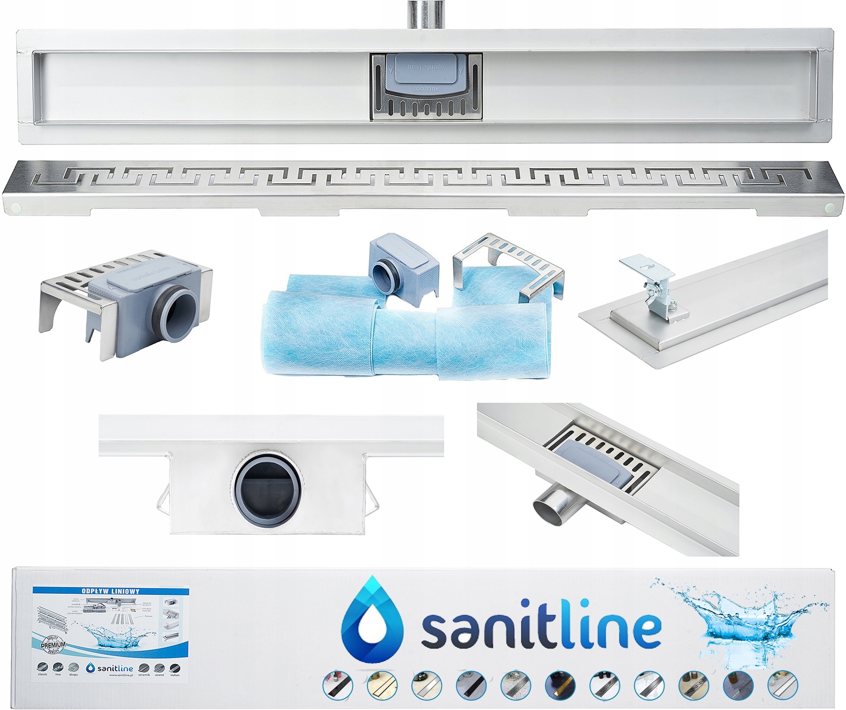 Sanitline Lineární odtok 70 cm Komplet Vzorky Pl