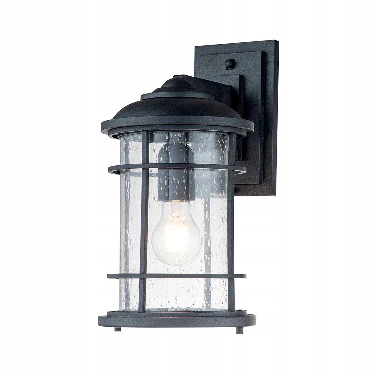 Vonkajšia záhradná nástenná lampa industriálna čierna sklenená spodná Feiss