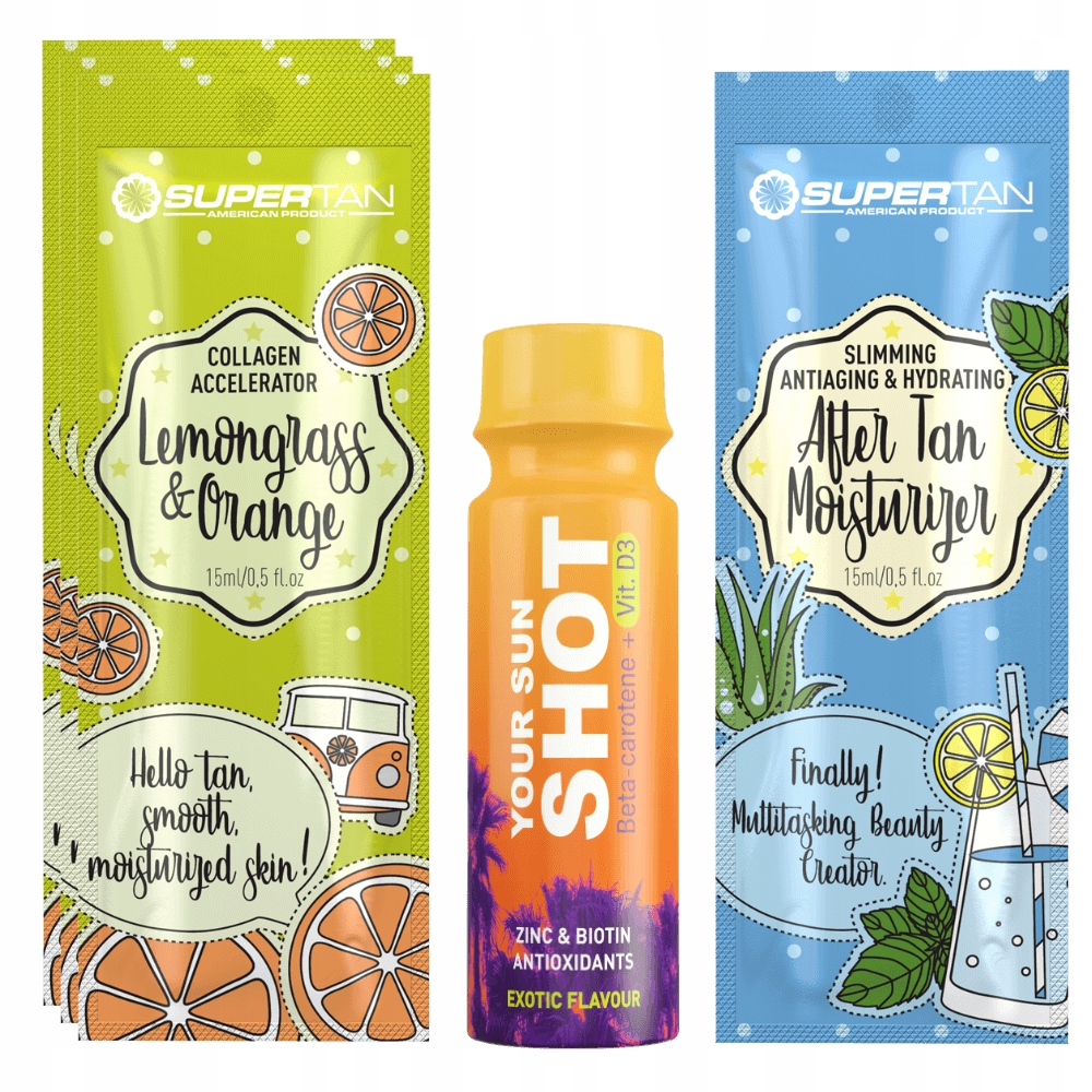 SUPERTAN LEMONGRASS & ORANGE 3x 15ml PRZYSPIESZACZ OPALANIA +GRATISY