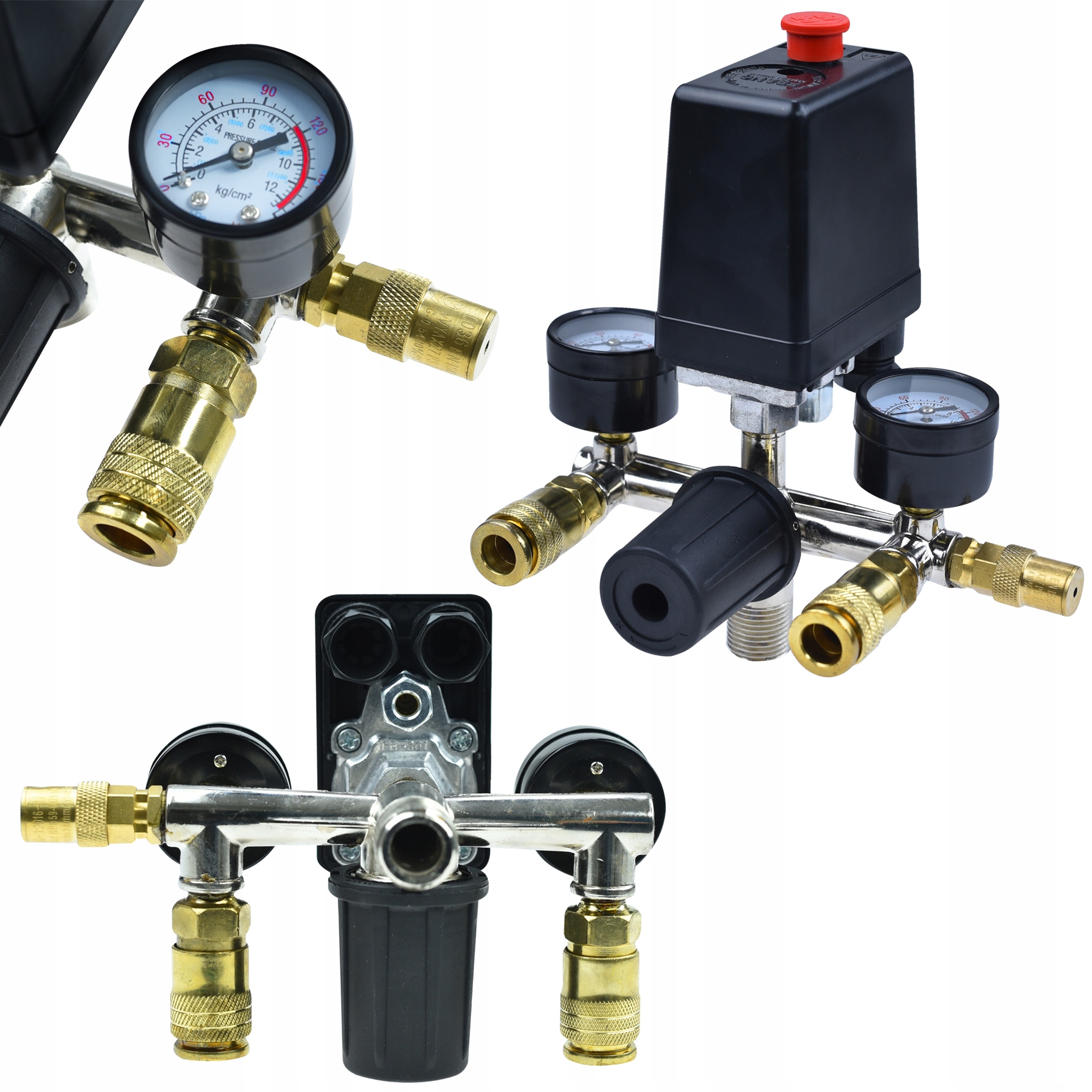 Tlakový Spínač Pro Kompresor S Manometry Presostat 230 V 12 Bar