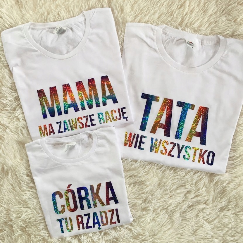 

Zestaw Koszulek Dla Mamy Taty i Córki