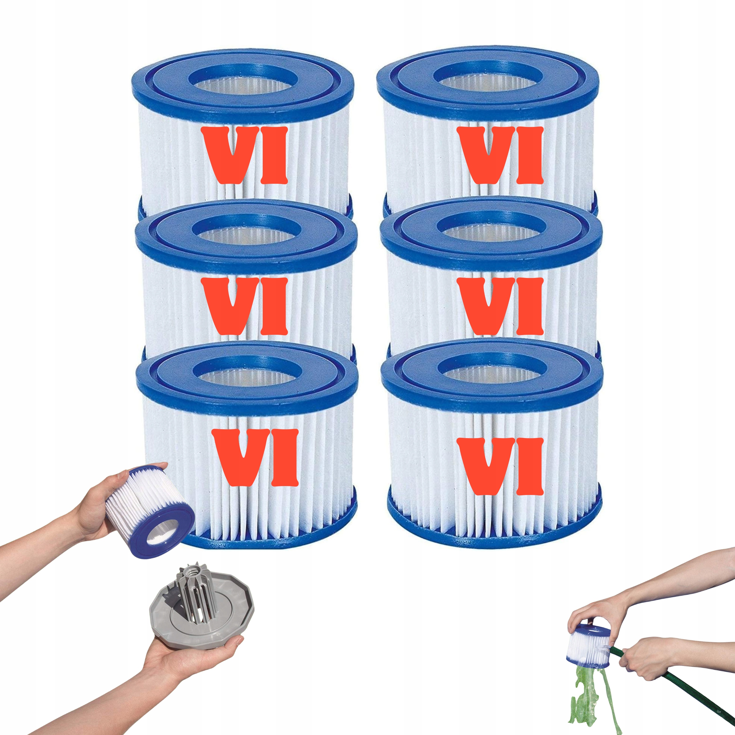 6x Filtr Do Pompy Spa Jacuzzi Bestway Lay Z Wkład Typ VI