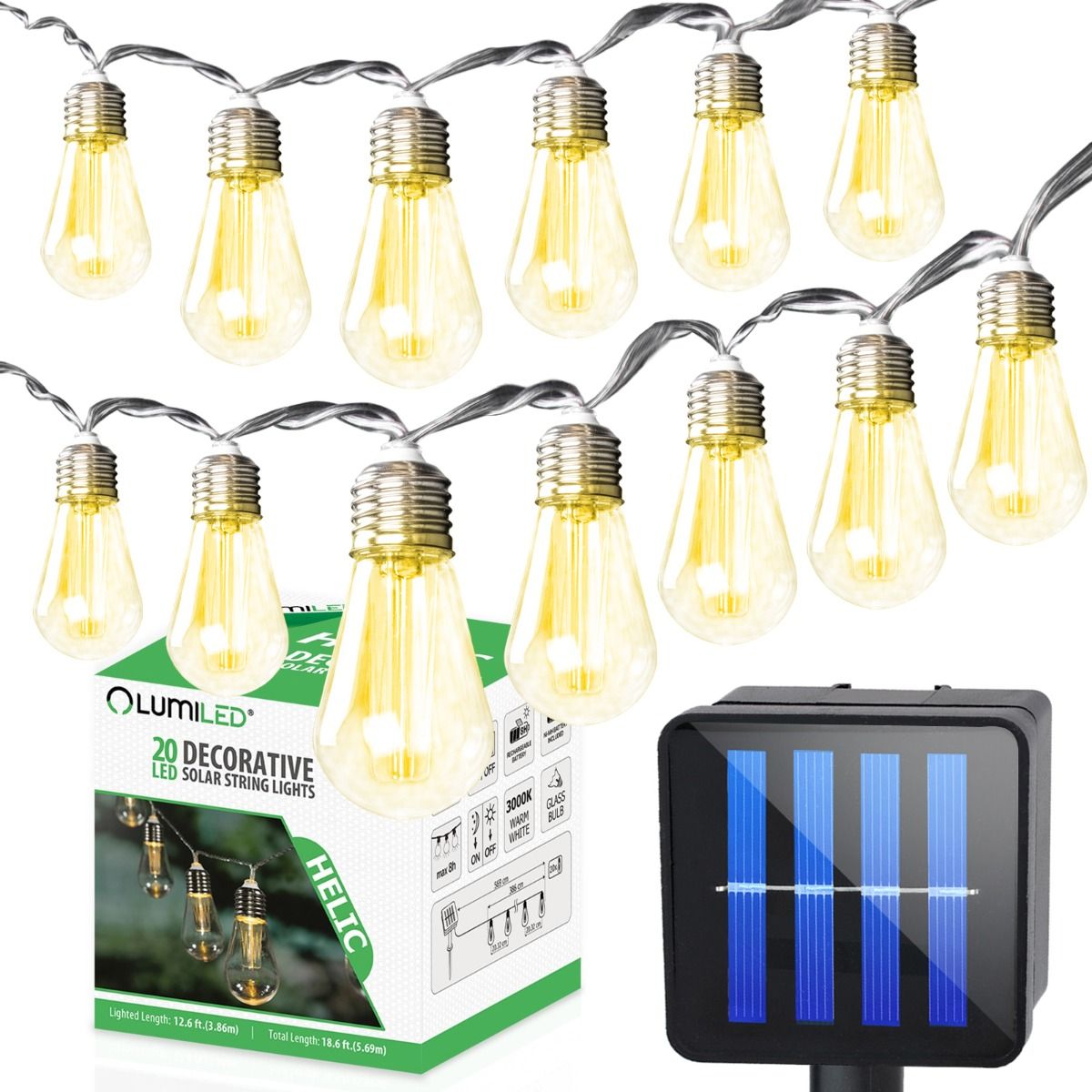 

Girlanda solarna Helic 20LED retro ozdobne żarówki