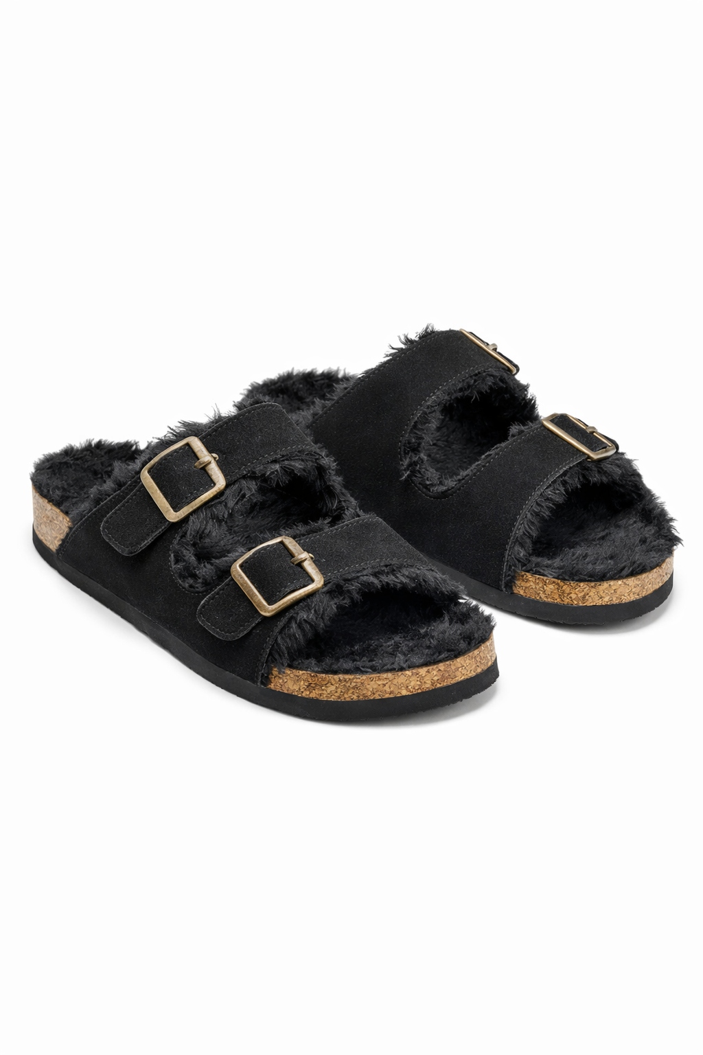 Černé Nazouváky S Pruhy A Kožíškem Na Korku 40 I3A