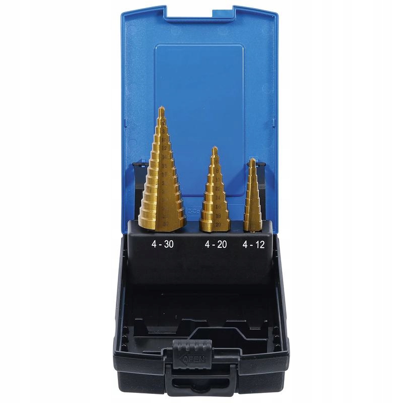 Sada 3 stupňovitých vrtáků Ø 4-30 mm potažených nitridem titanu, Bgs 1624