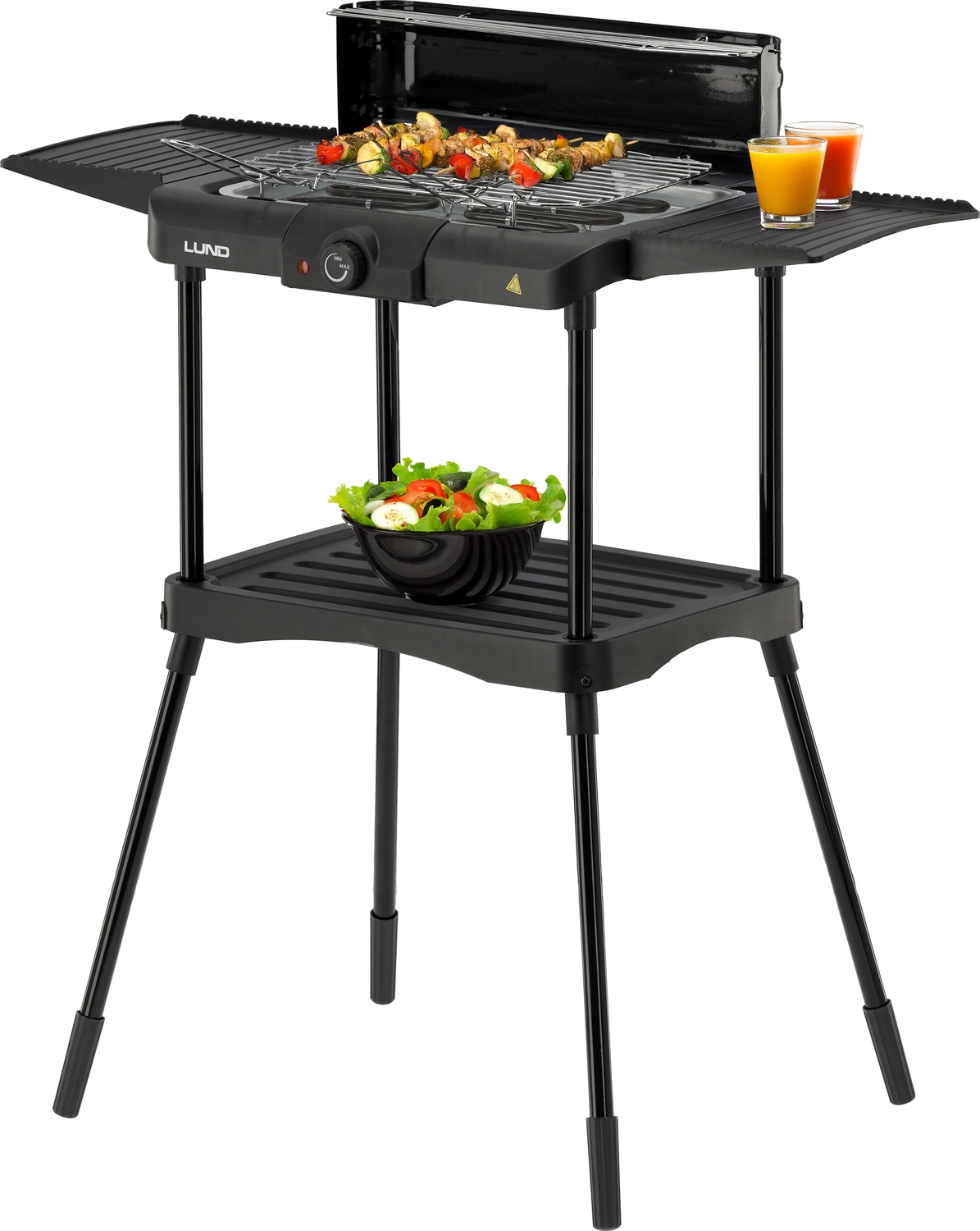 Lund Grill Elektryczny Ogrodowy Stojący 2000W Duży Stalowy Ruszt 36x22,5cm