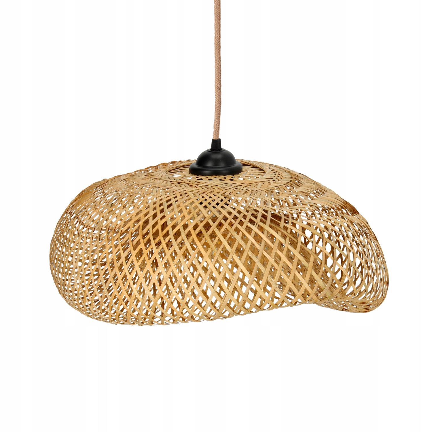 Závesná lampa Boho bambusové tienidlo čierna podhľadová E27 prírodná šnúra