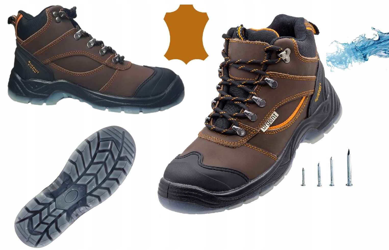 Wodoodporne buty robocze Antyprzebiciowe 120 S3 Skóra mocna podeszwa r. 43