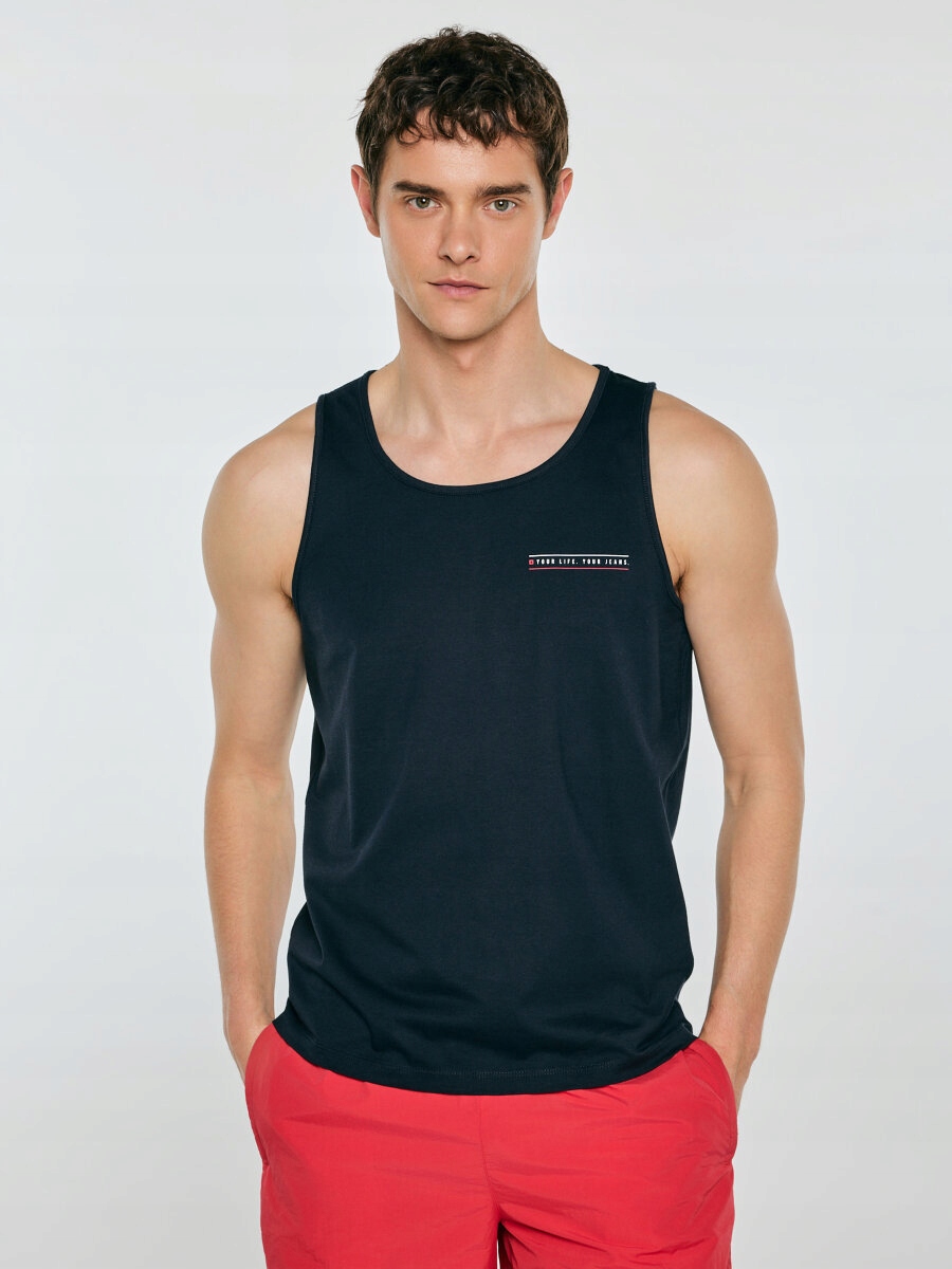 Big Star Tričko pánské bez rukávů tmavě modré Soner 403 XL