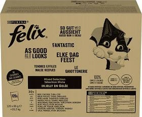Levně Felix Fantastic Adult Mix s želé pro kočky 120 x 85 g