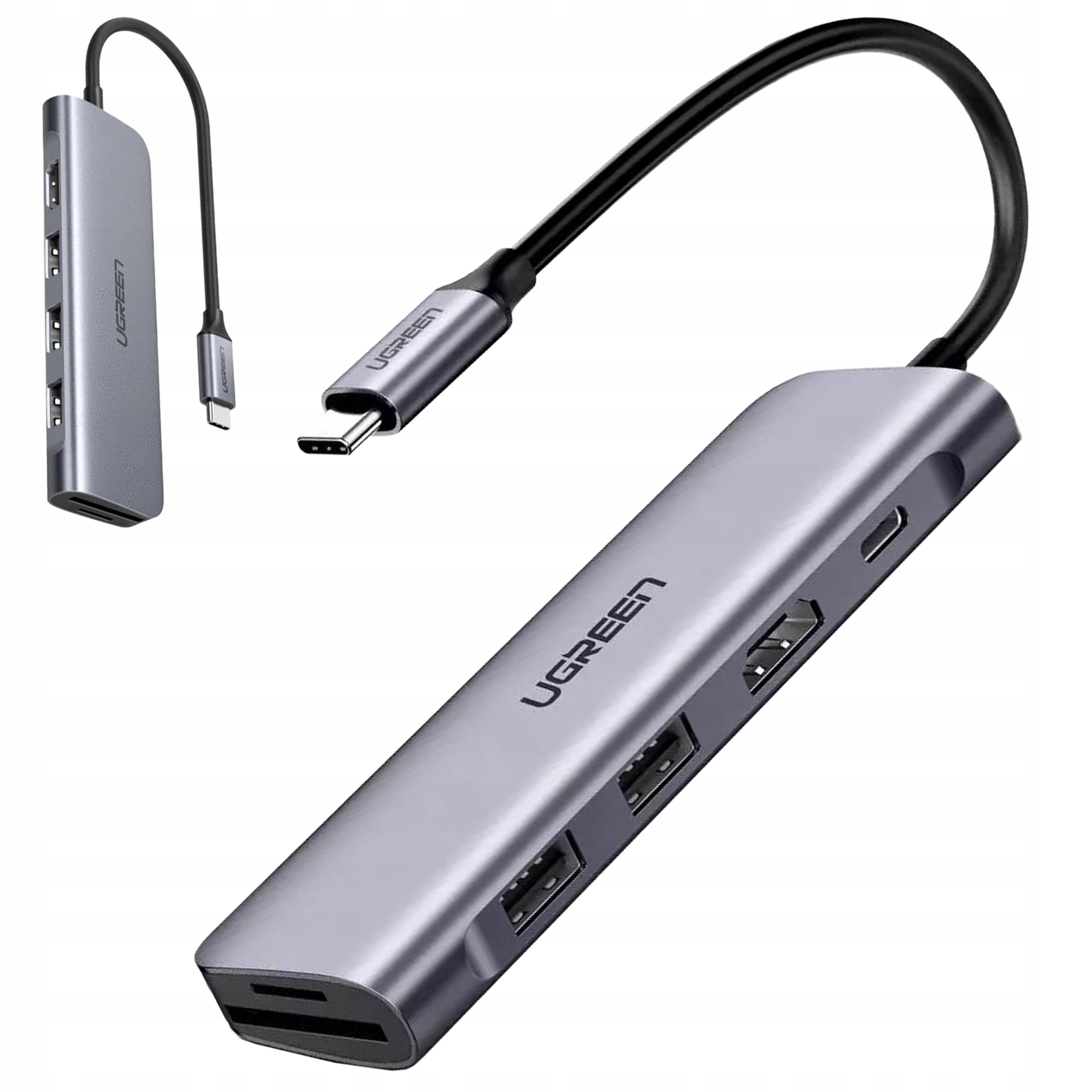 Ugreen Adapter Stacja Dokująca 6w1 Hub Usb-c Do 2x Usb Hdmi Sd MicroSD 100W