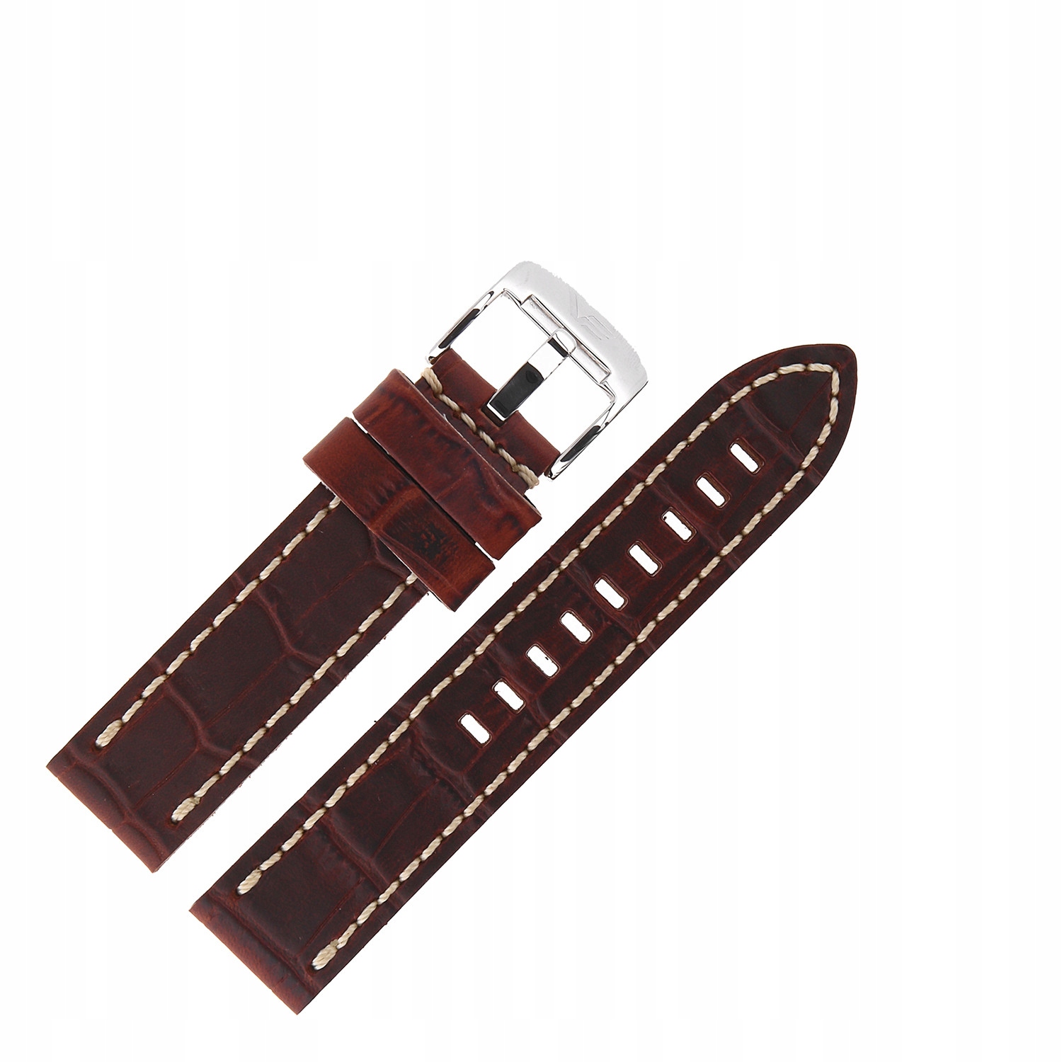 Pásek Space Race kůže (A665) hnědý croco s krémovou lesklou barvou