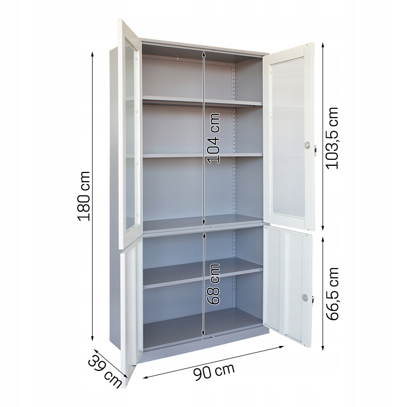 Szafa na dokumenty metalowa RODO HDWS-B04 Głębokość mebla 39 cm