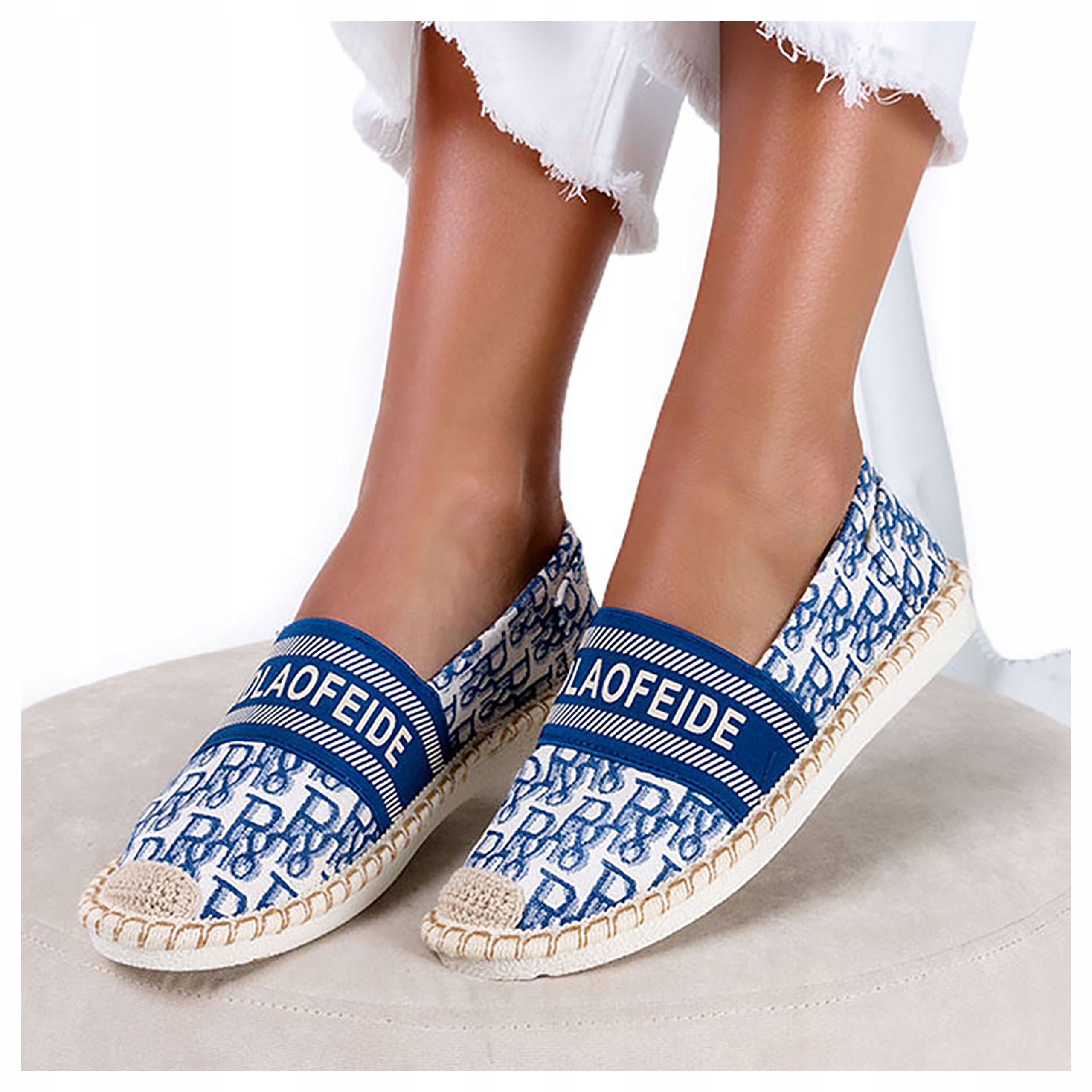ESPADRYLE SLIP ON DAMSKIE Z NAPISAMI PLECIONE r 37
