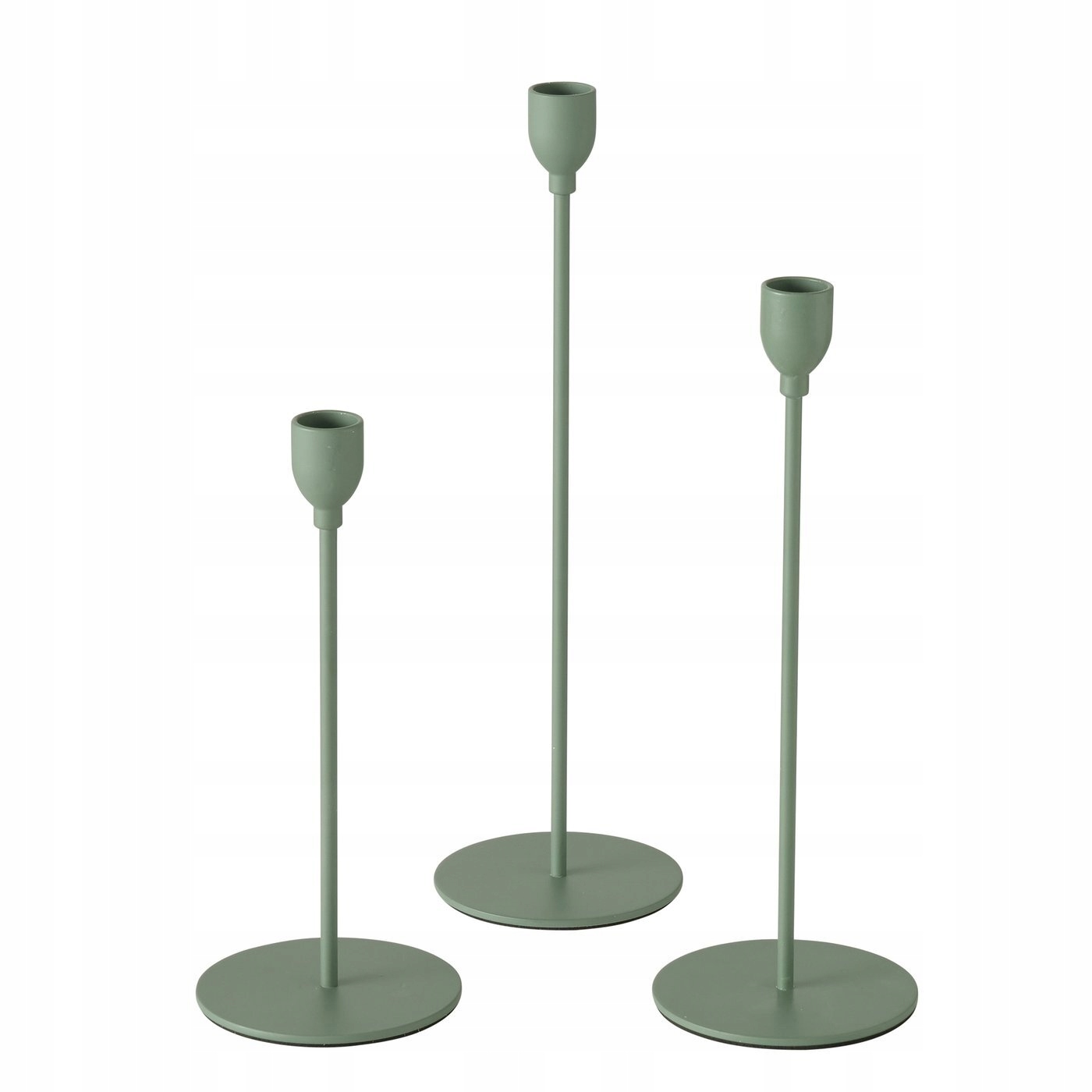 Kovové Svícny Zelené Minimalistické Dekorativní Sada 3 Ks 33X10
