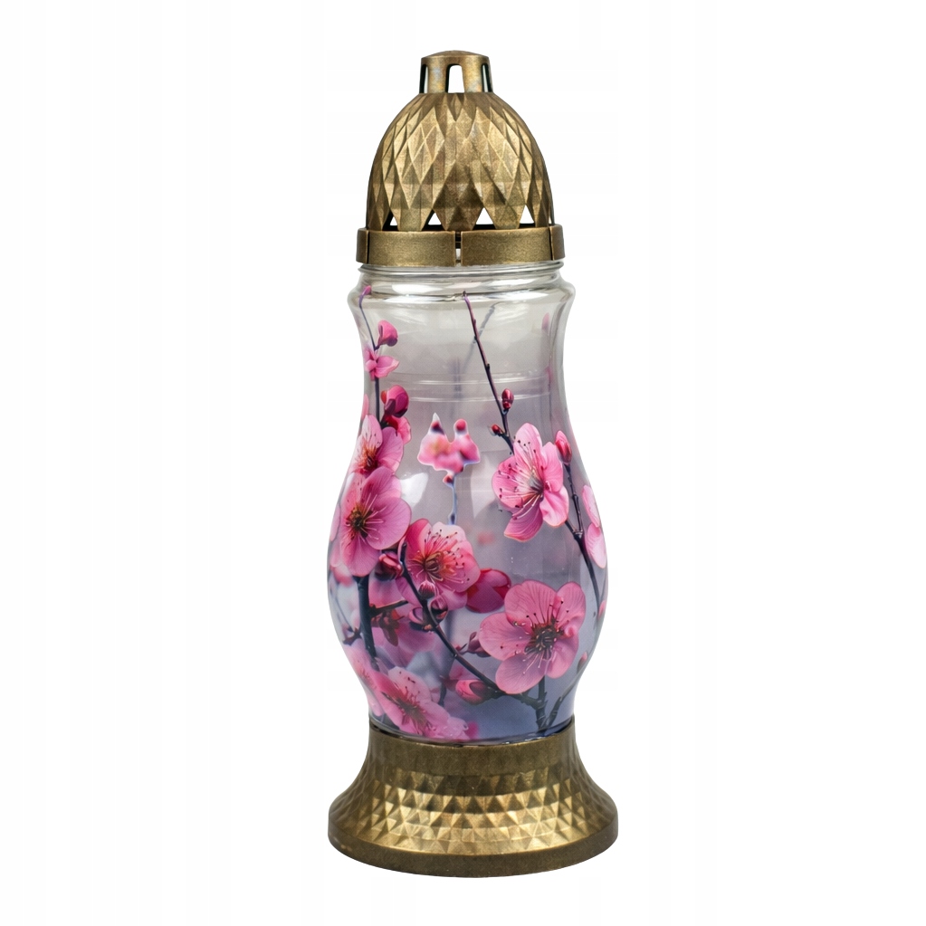 Znicz Powlekany Grafiką, GAŁĄZKA, KWIAT WIŚNI, WIOSNA, wysokość 28cm