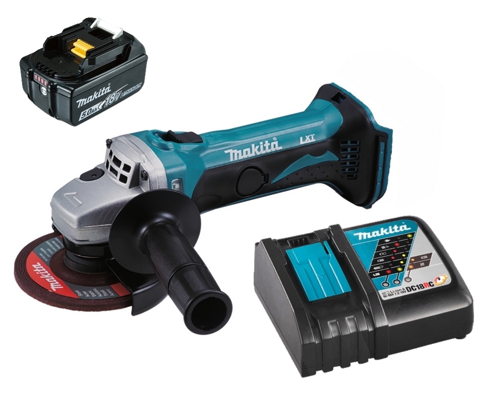 Makita Aku Szlifierka Kątowa Lxt 18V 115MM 1x5Ah BL1850 DC18RC DGA452Z