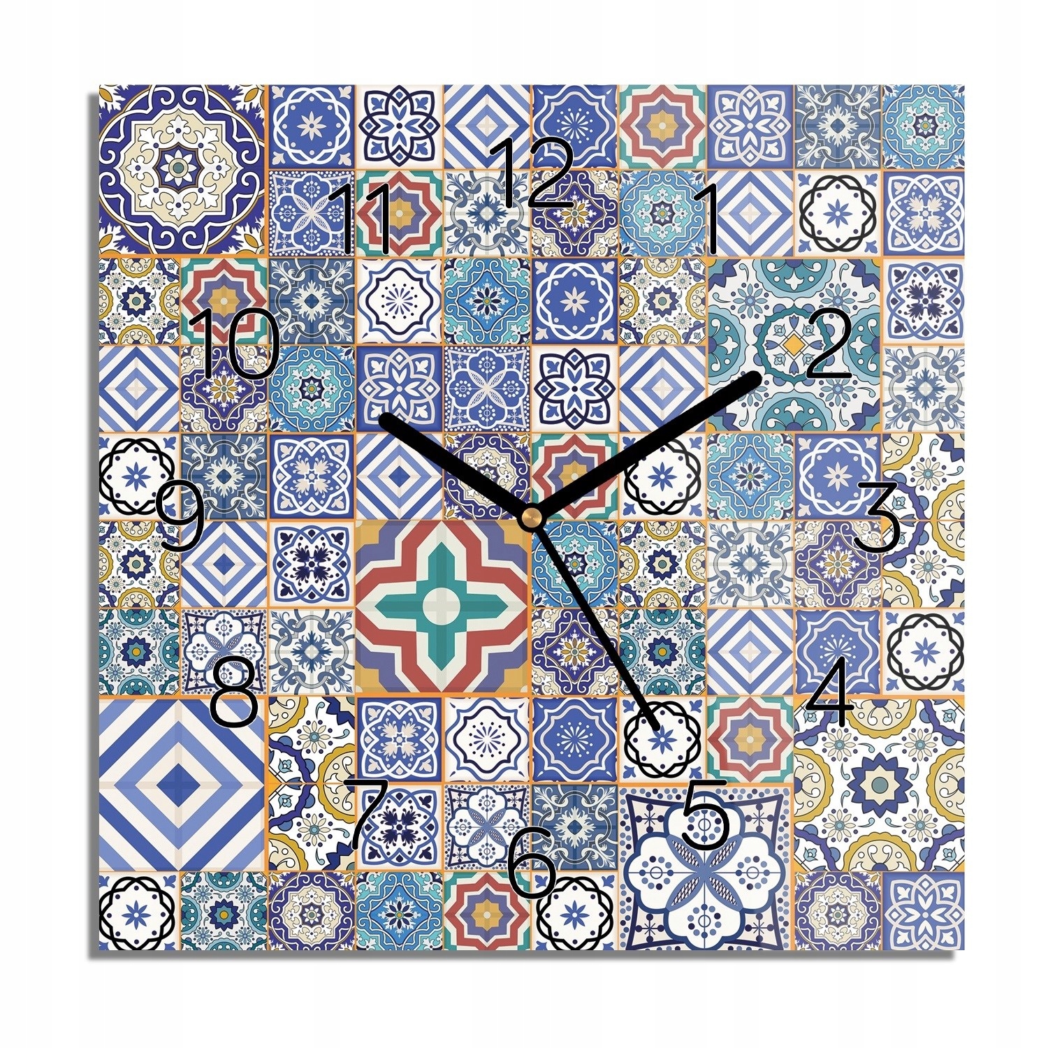 

Mozaika patchwork zegar na szkle kwadrat 30x30