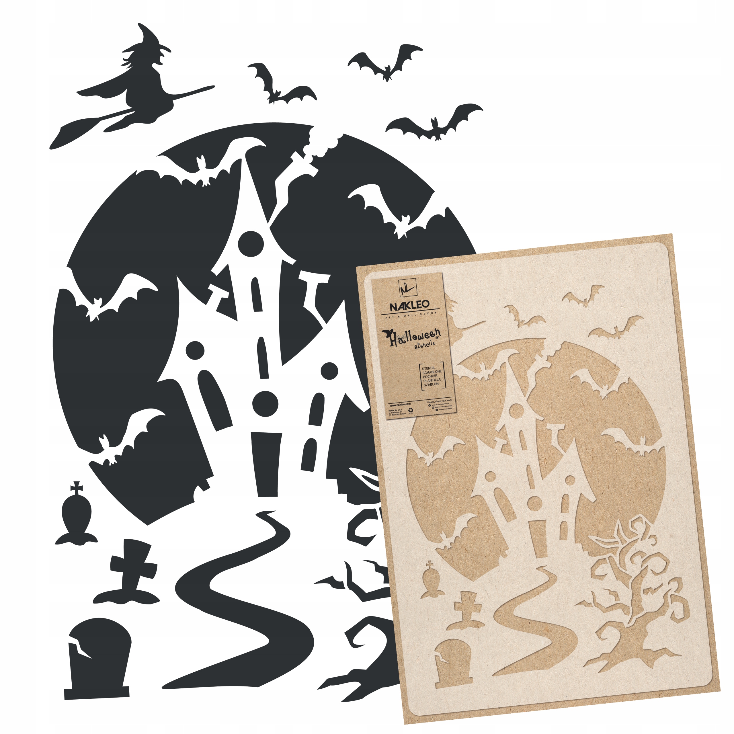 Malířská šablona Halloween 59x95 cm Opakovaně Použitelný horor Strašidelný Dům Strach