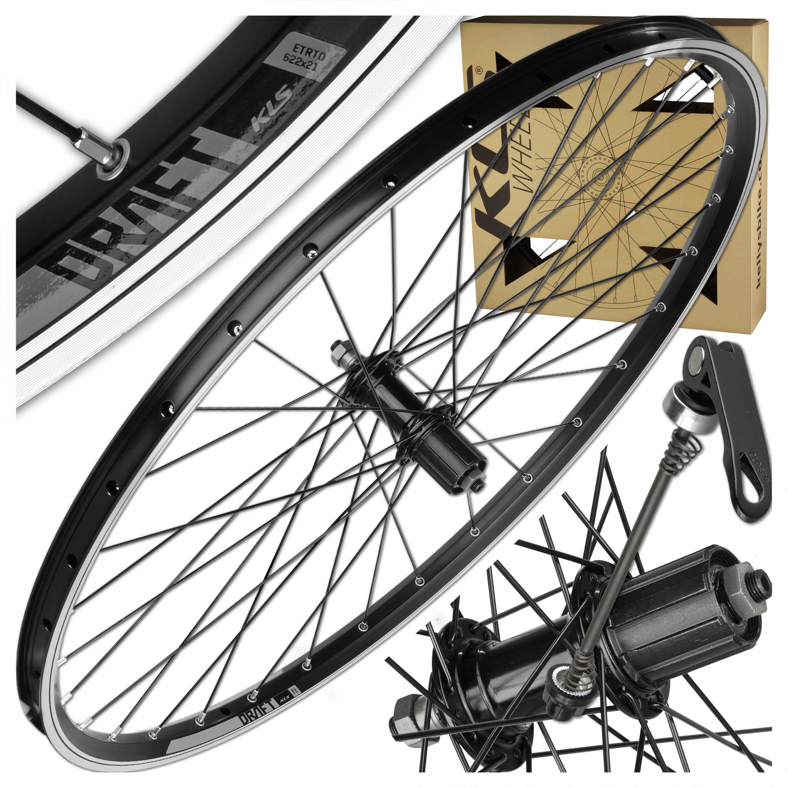 TYLNE KOŁO ROWEROWE KELLYS DRAFT R 28/29 CZARNE HAMULEC V-BRAKE KASETA QR