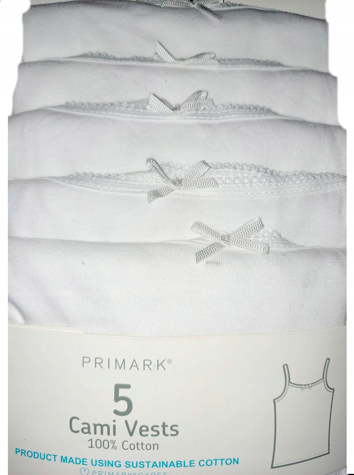 

Podkoszulek Primark 5pak 128 dziewczynka 7-8 białe