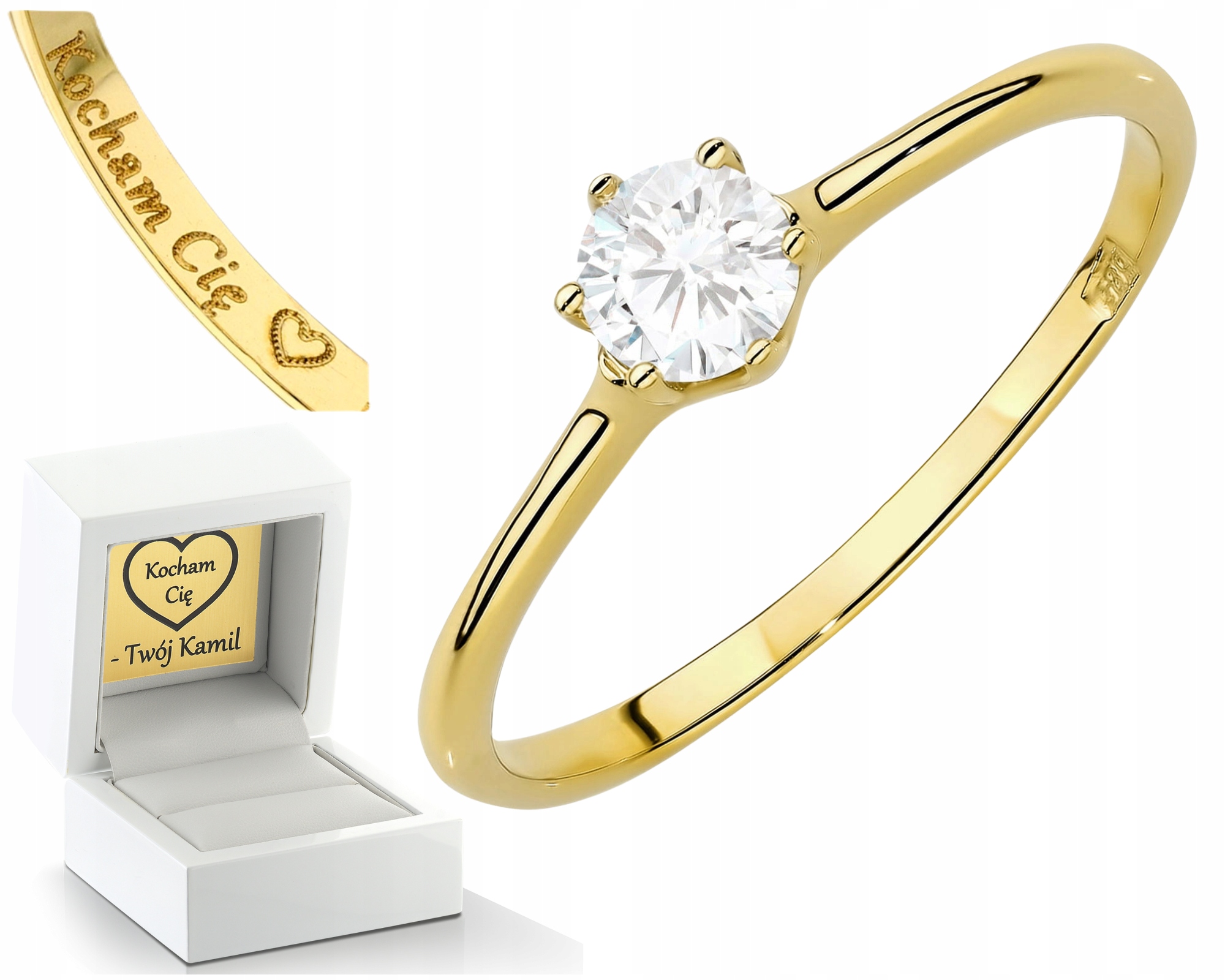 Zlatý Prstýnek Typický Pro Zásnuby S Laboratorním Briliantem S Diamantem