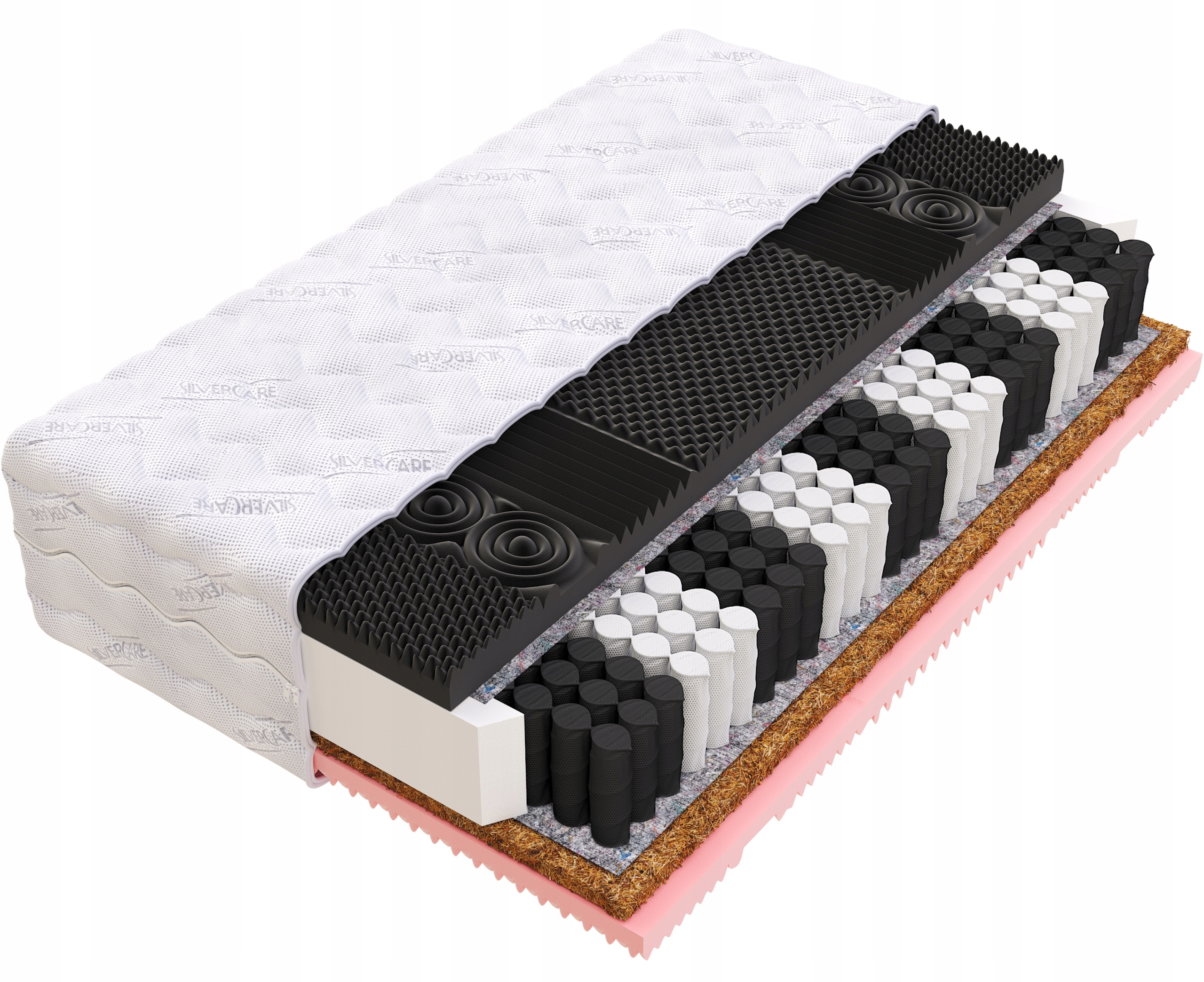 Materac Lux pocket stref Masujący kokos visco 4cm profilowana 120x200 22