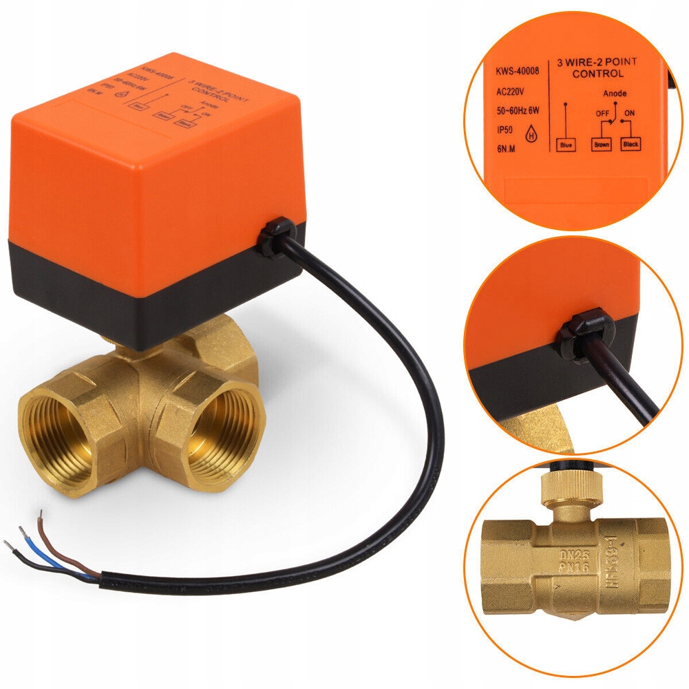 Třícestný elektroventil s přepínacím pohonem DN25