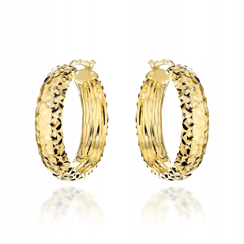 Zlatá diamantová kolečka 585 náušnice dámské Široké 6 mm kolečka 4.95 g