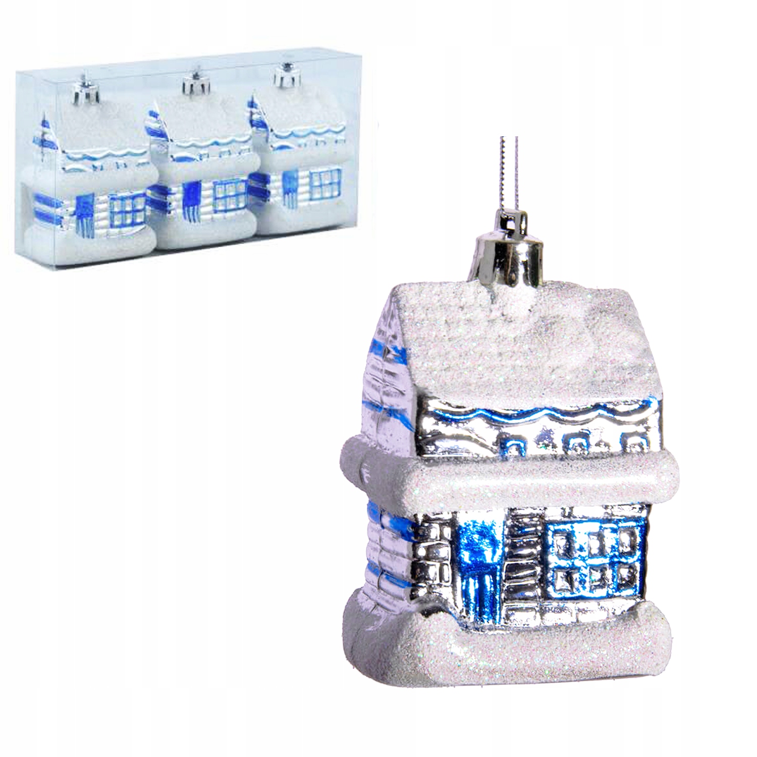 

Srebrny Domek 7 cm Dekoracja na Choinkę Stroik