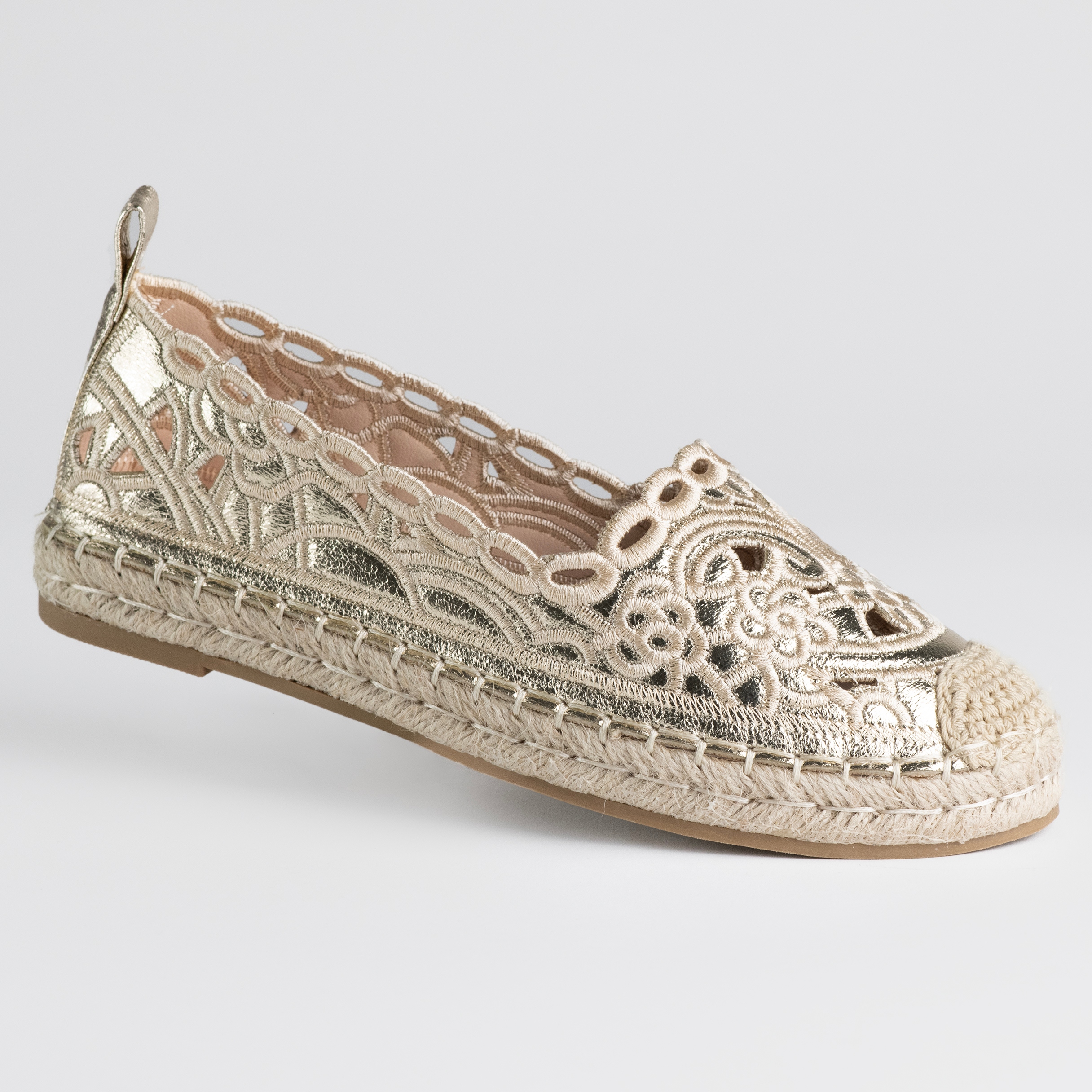 Dámské espadrilky Goodin GD-FL6115 zlaté ažurové, pletené, lehké a pohodlné 41