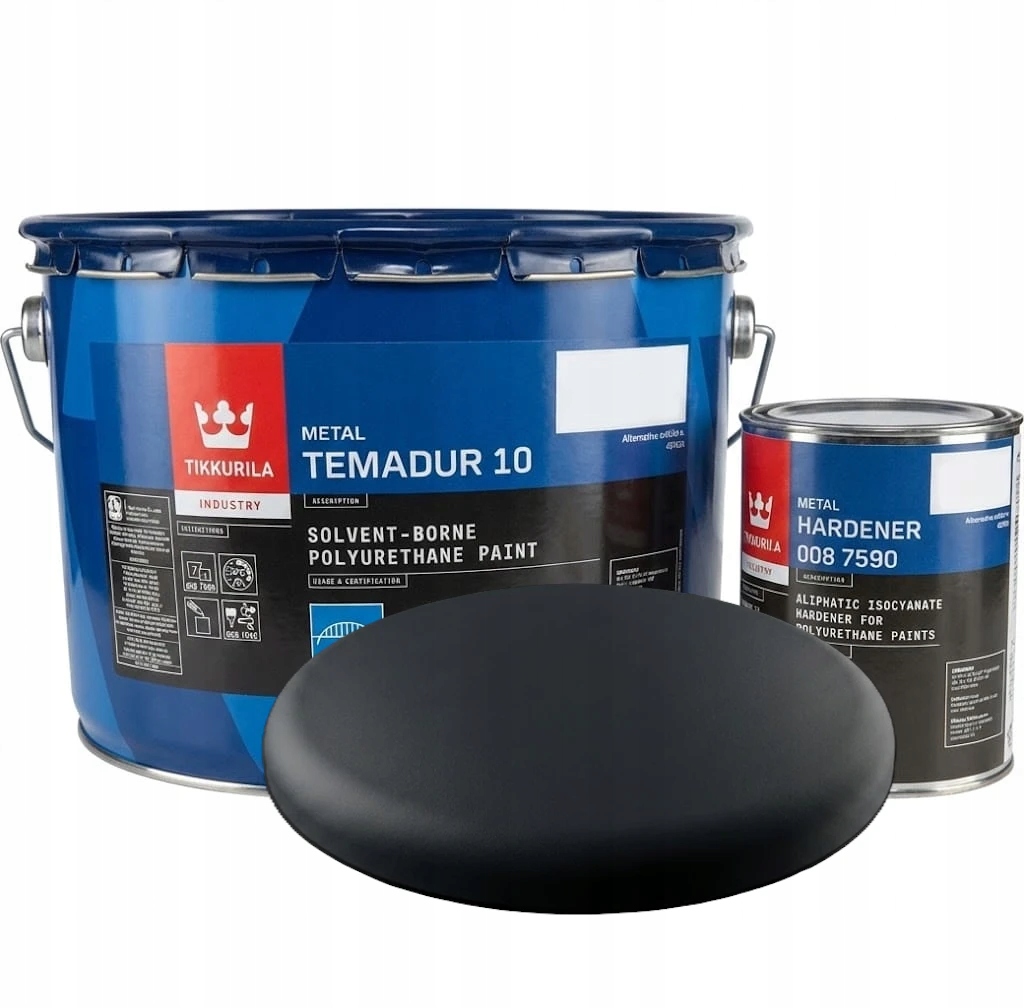 Tikkurila Temadur 10 Antracyt Mat Ral 7016 Farba Poliuretanowa 9L Zestaw