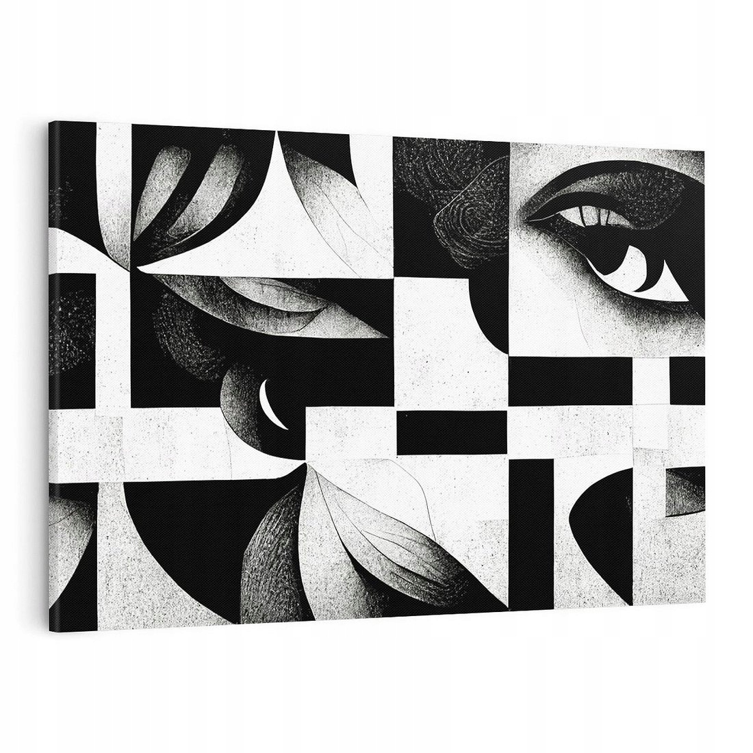 Obraz na płótnie 120x80 abstrakcja czarno biała geometria kształty oko