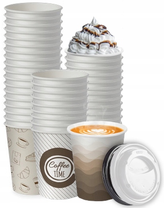 KUBKI PAPIEROWE COFFEE DO KAWY NAPOJÓW 250ml + WIECZKA JEDNORAZOWE
