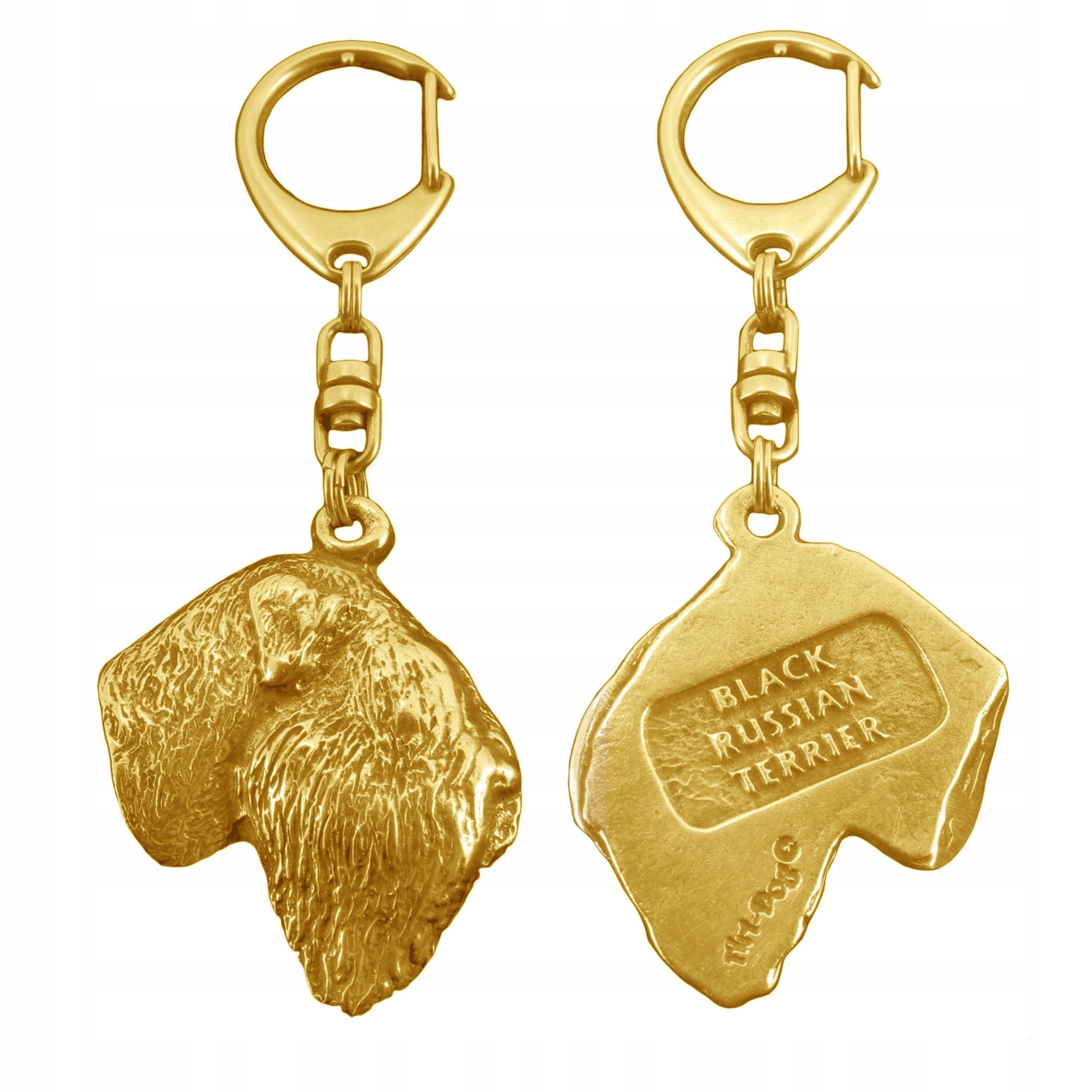 Černý ruský teriér, ruský černý teriér – pozlacený přívěsek na klíče na klíče
