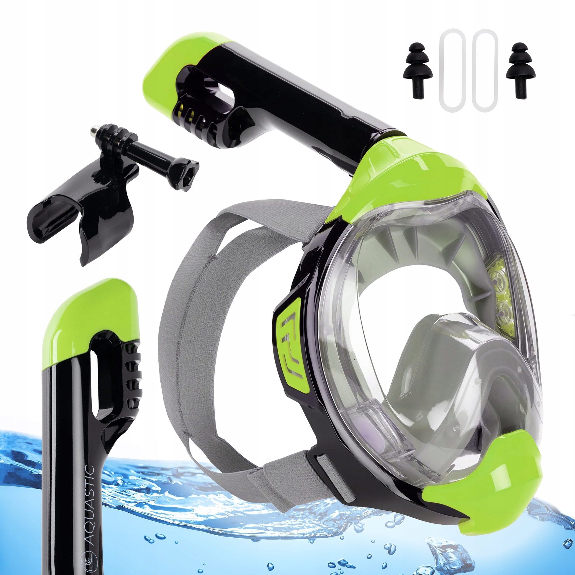 Pełnotwarzowa MASKA do nurkowania SNORKELING AQUASTIC KAI L-XL z RURKĄ