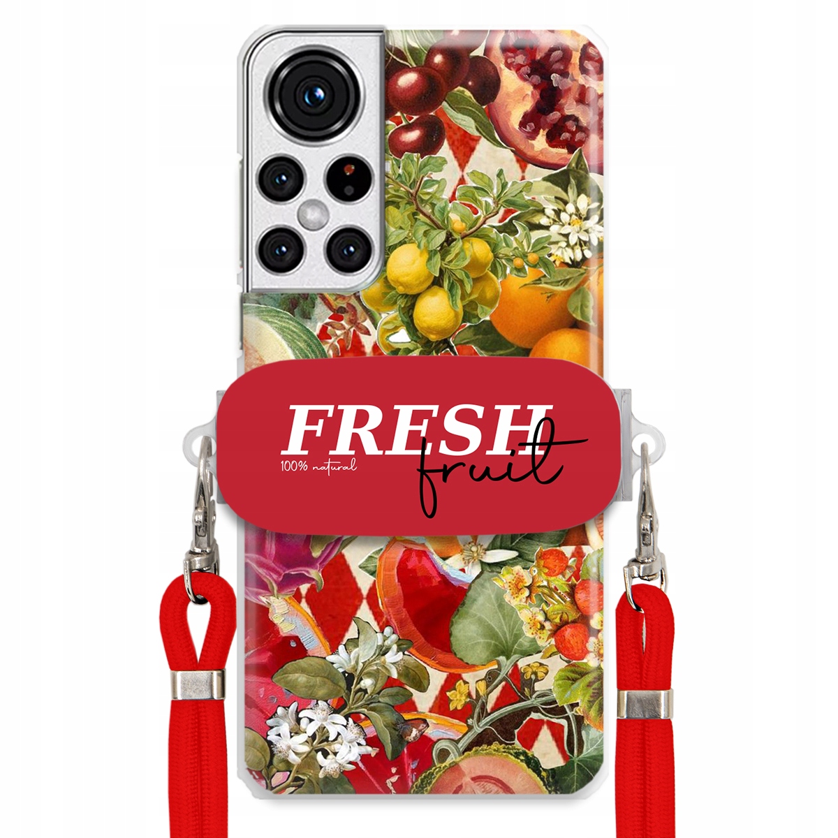 Puzdro pre Samsung S22 Plus Červené Crossbody vodítko držiak Fresh Fruit