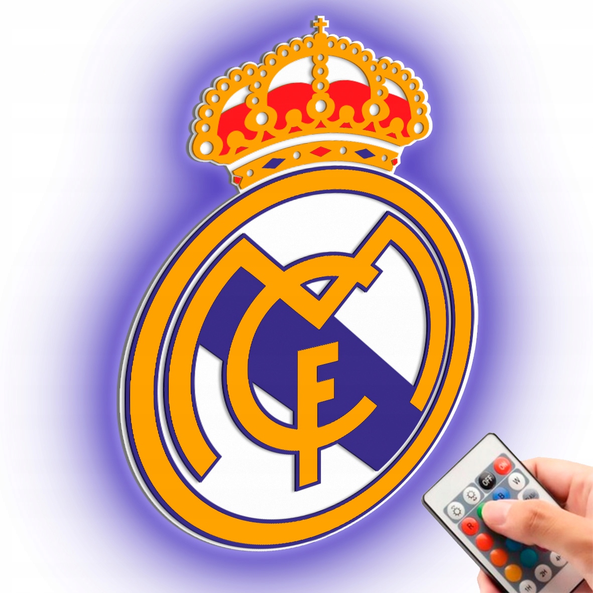 Fc Real Madrid Noční Lampa Led Dřevěný obraz 3D Herb Fotbalový Dárek